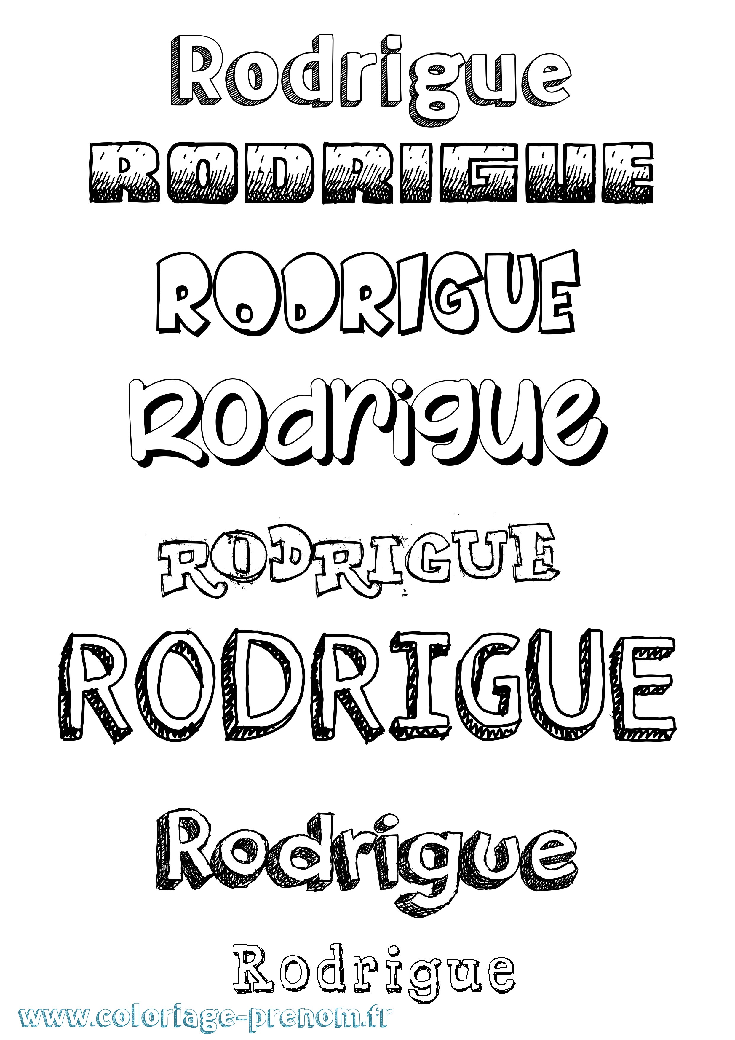 Coloriage prénom Rodrigue Dessiné