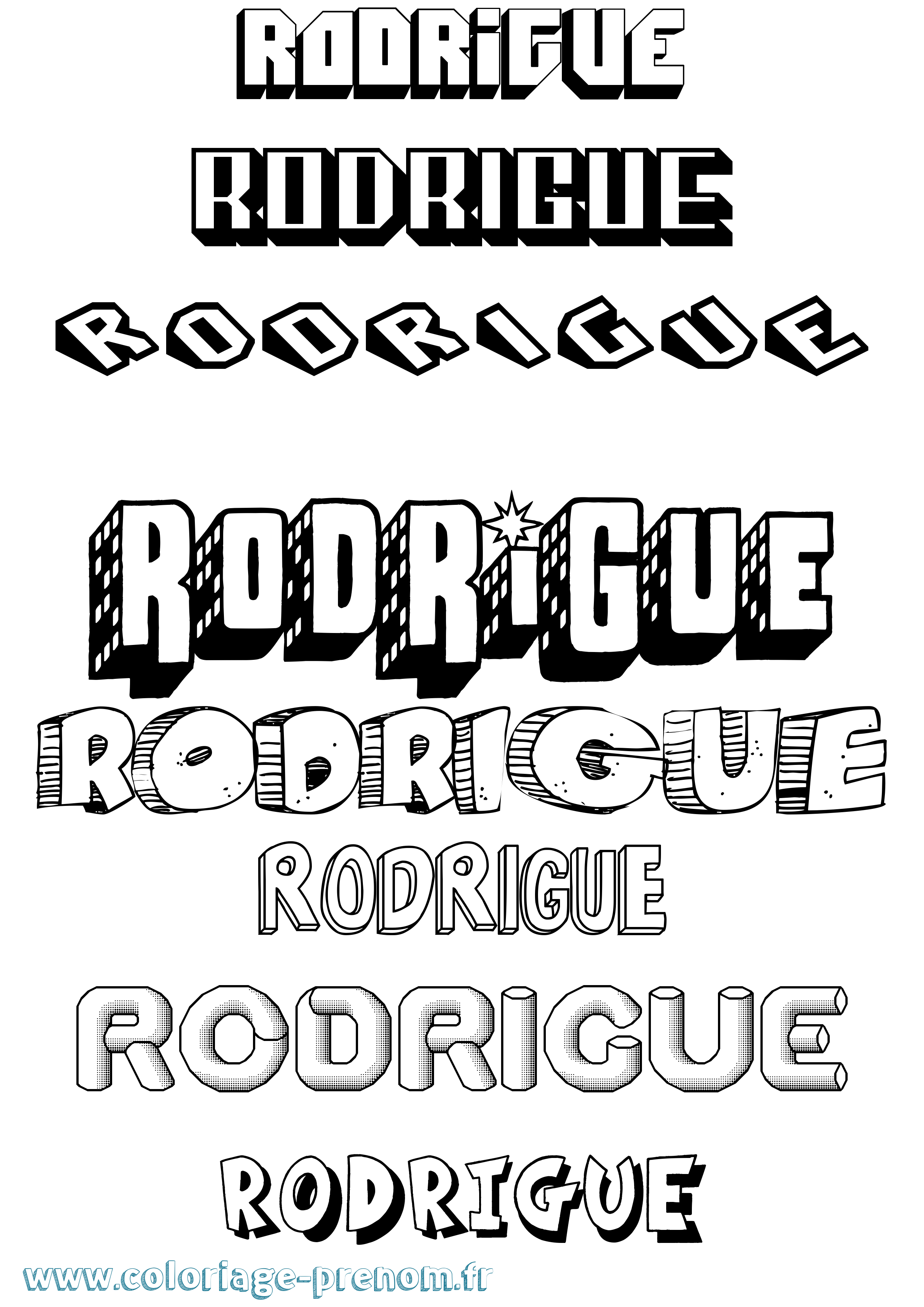 Coloriage prénom Rodrigue Effet 3D