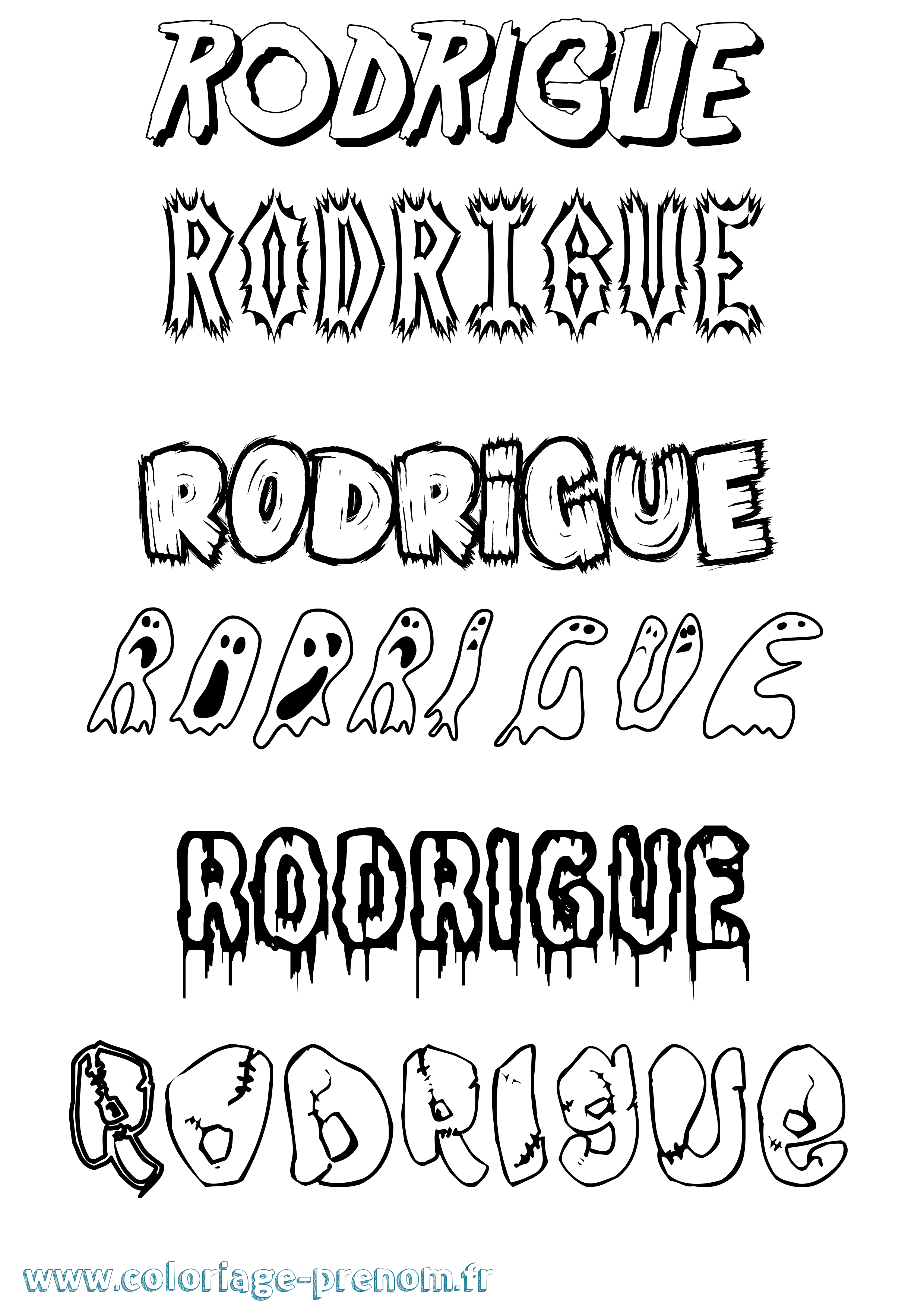 Coloriage prénom Rodrigue Frisson