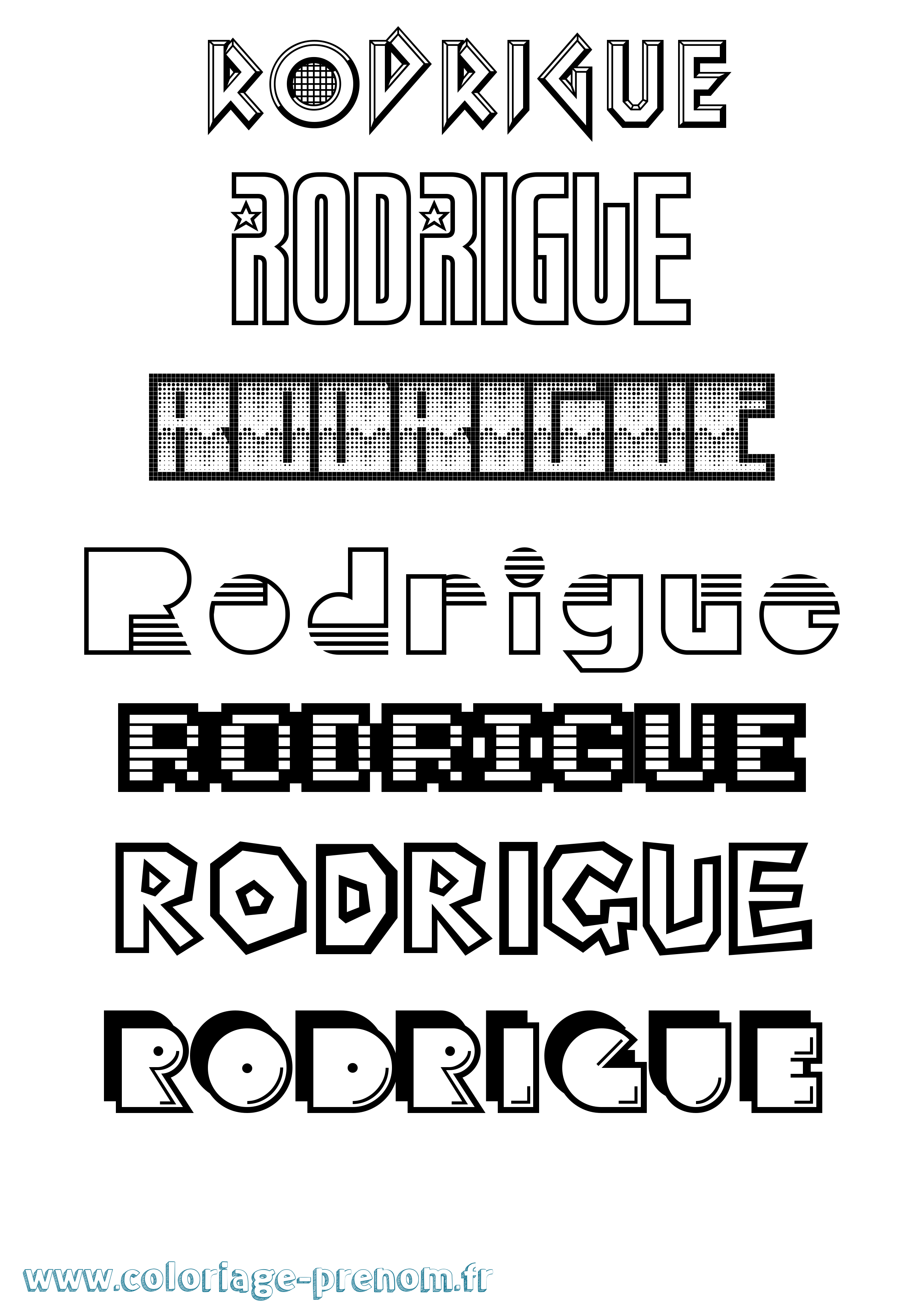 Coloriage prénom Rodrigue
