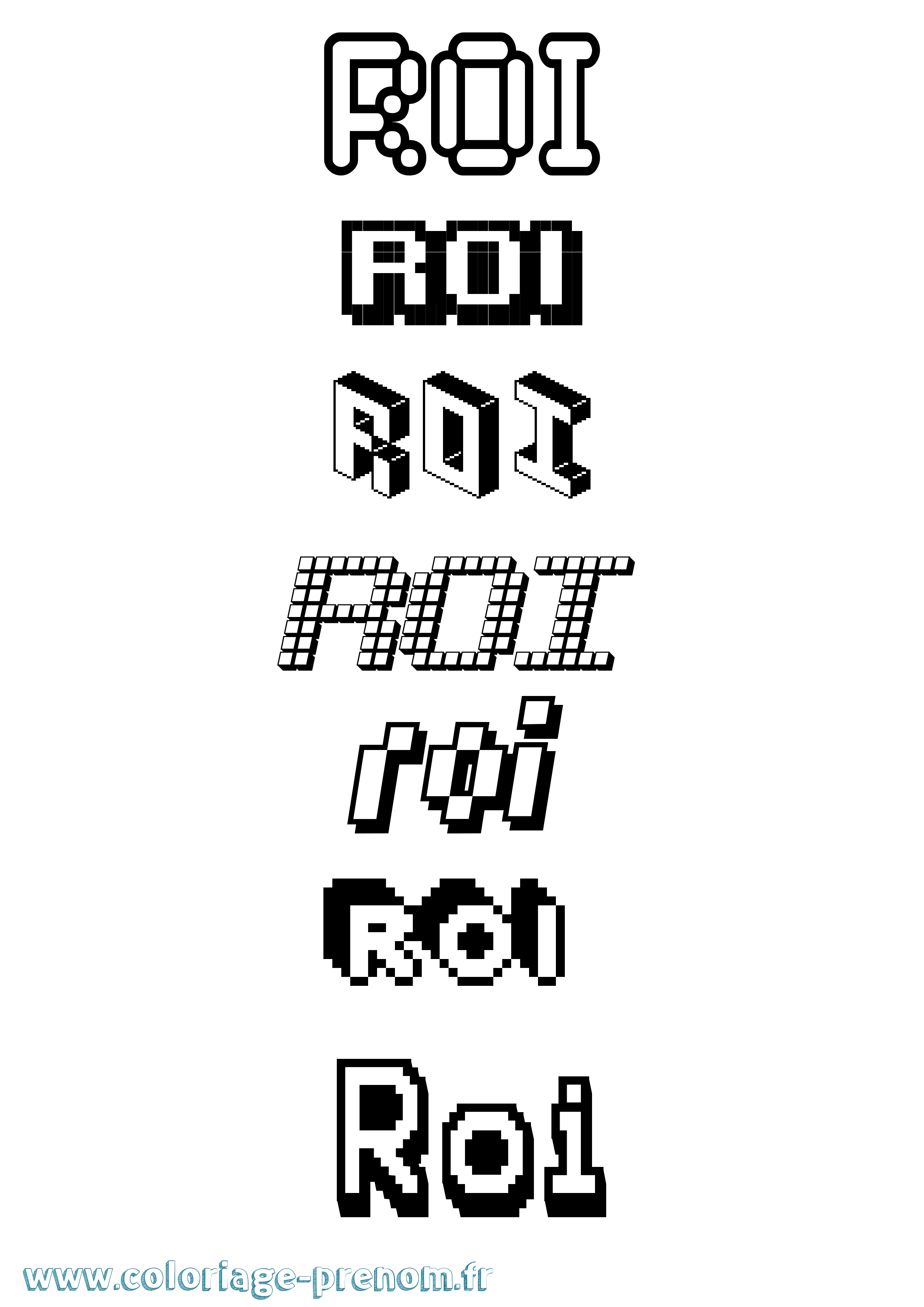 Coloriage prénom Roi Pixel