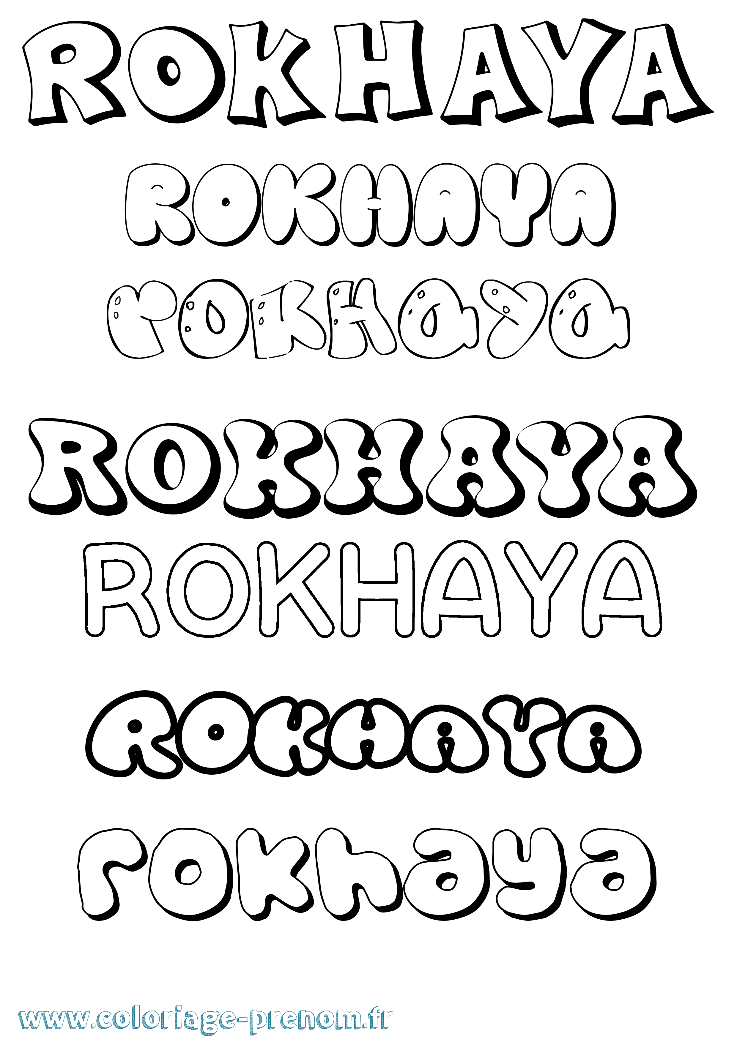 Coloriage prénom Rokhaya Bubble