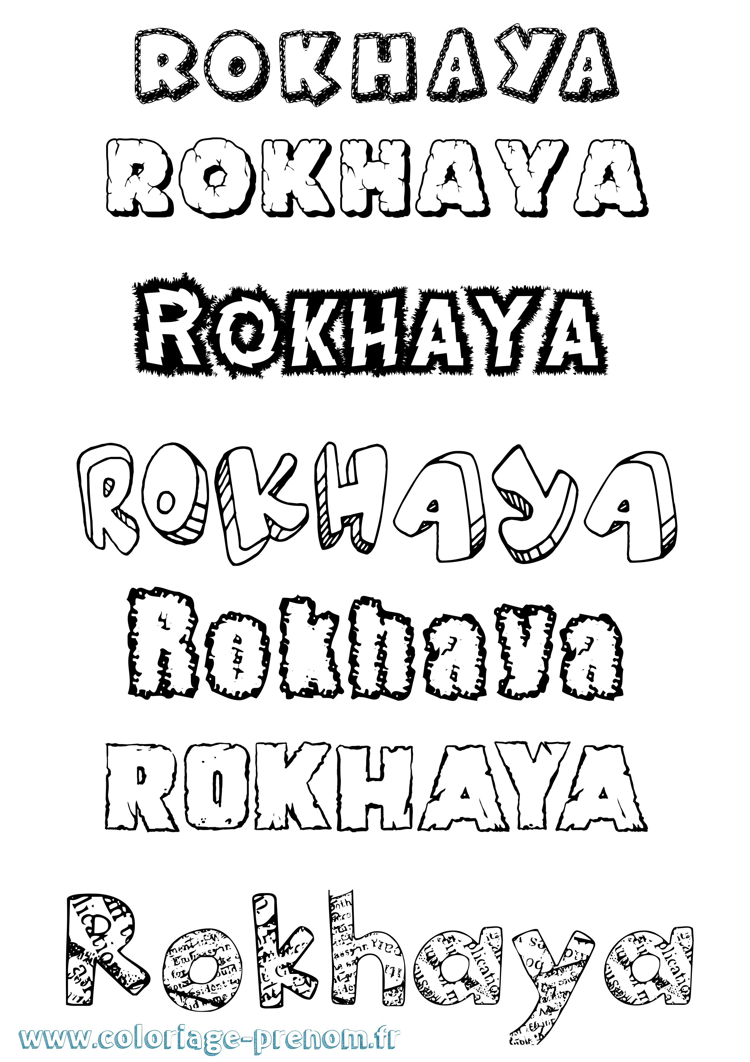 Coloriage prénom Rokhaya Destructuré