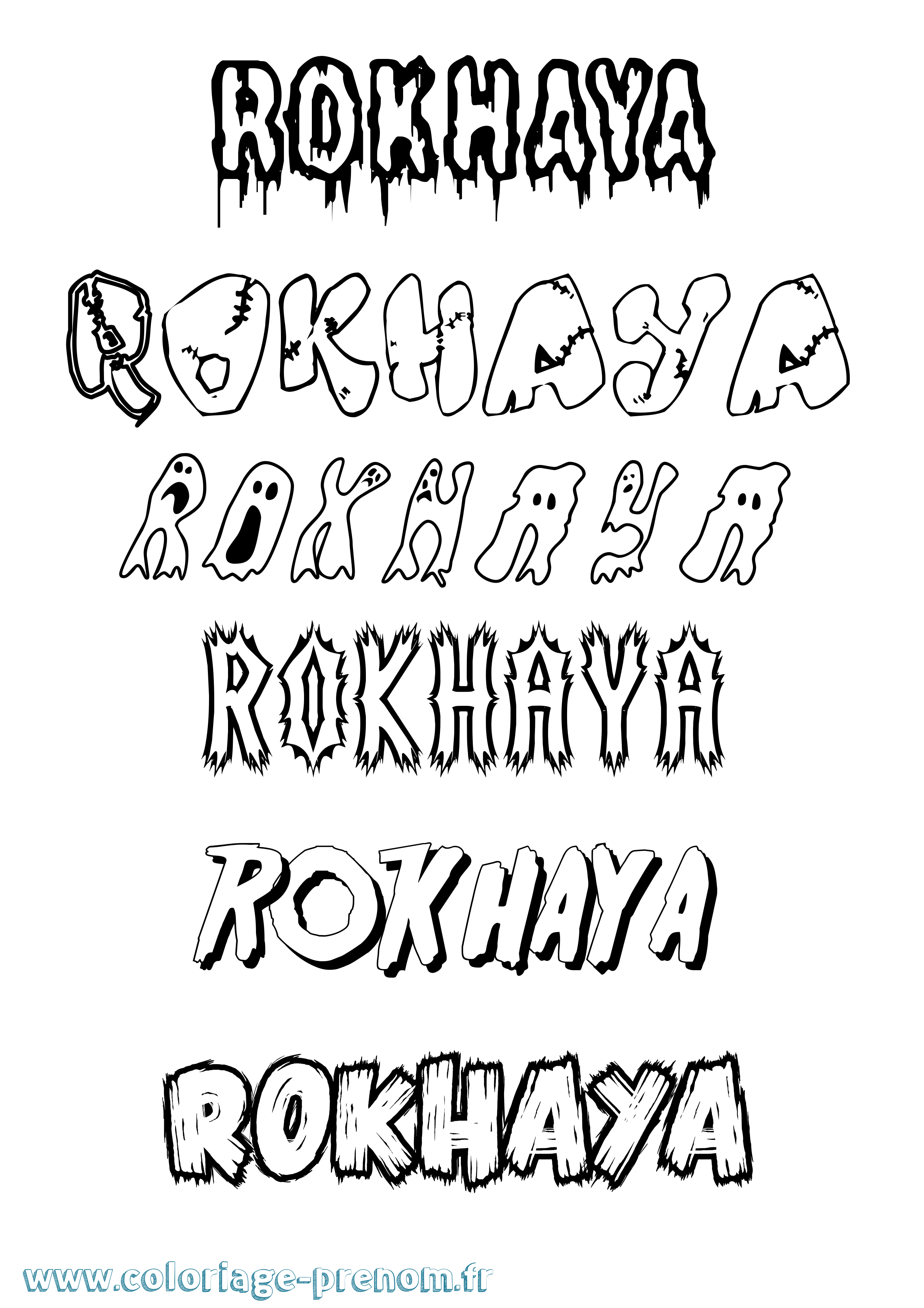 Coloriage prénom Rokhaya Frisson