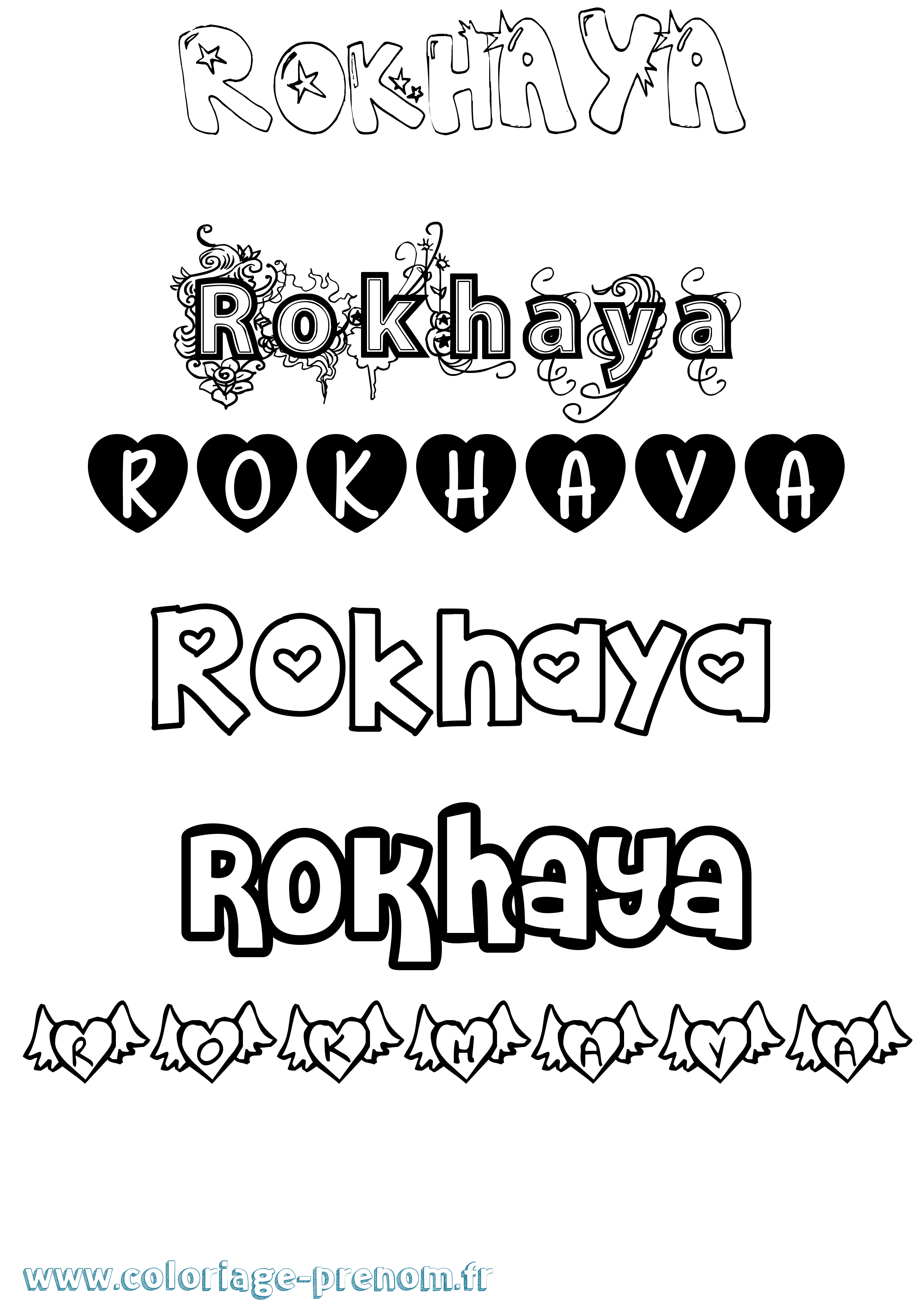Coloriage prénom Rokhaya Girly