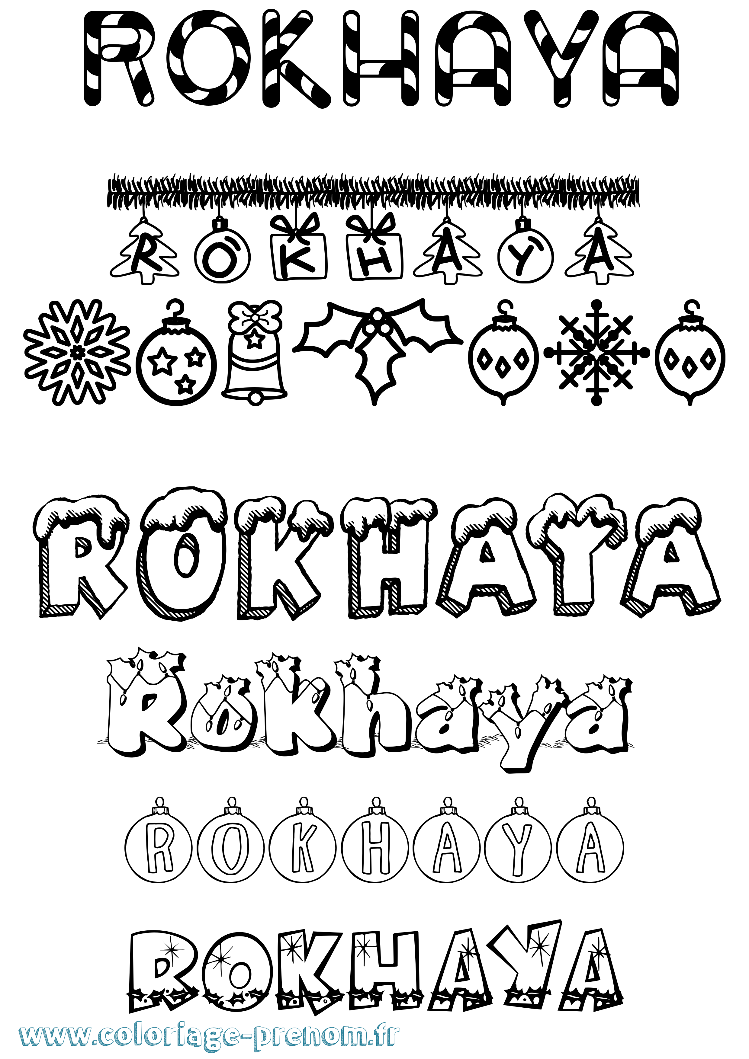 Coloriage prénom Rokhaya Noël
