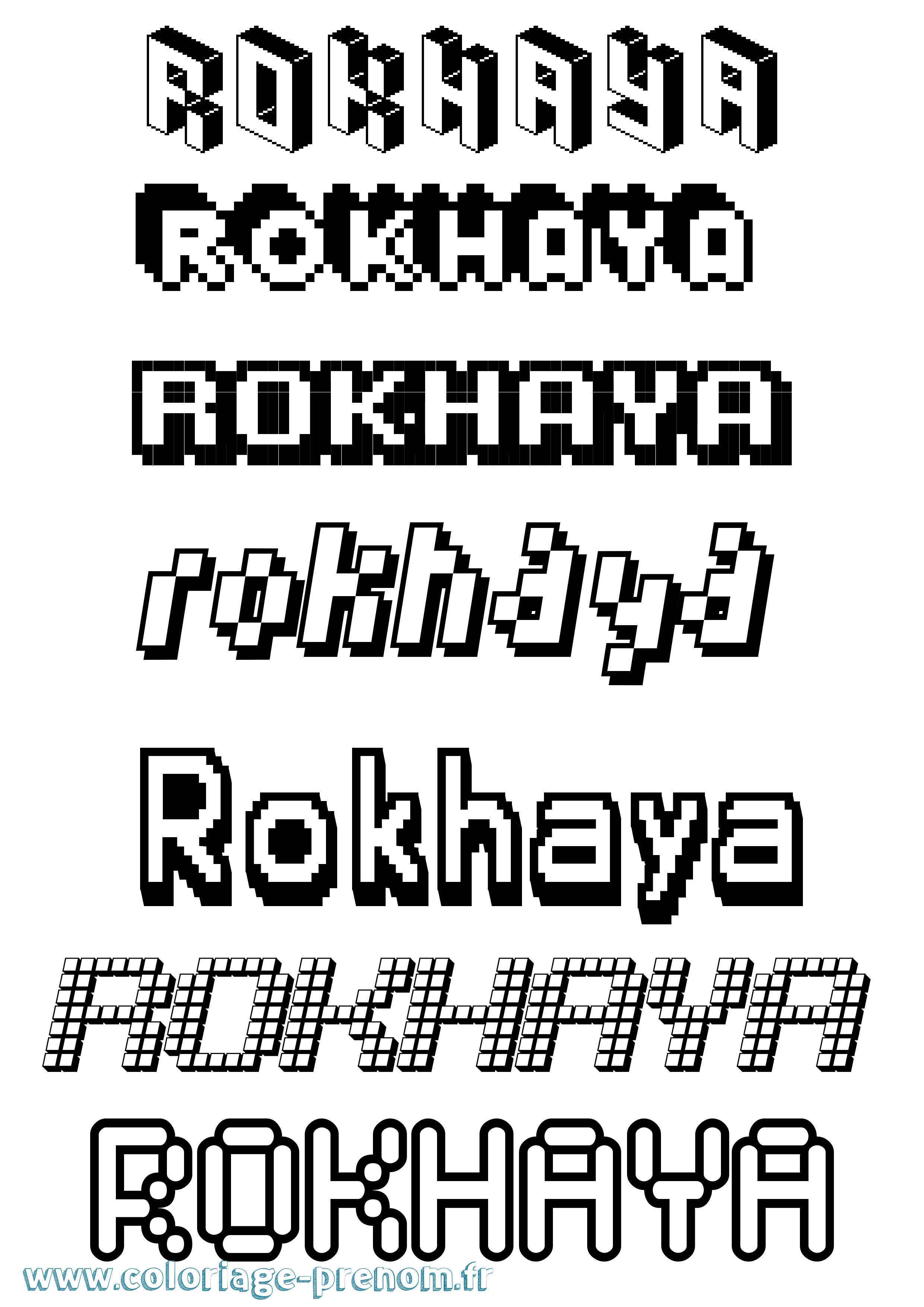 Coloriage prénom Rokhaya Pixel