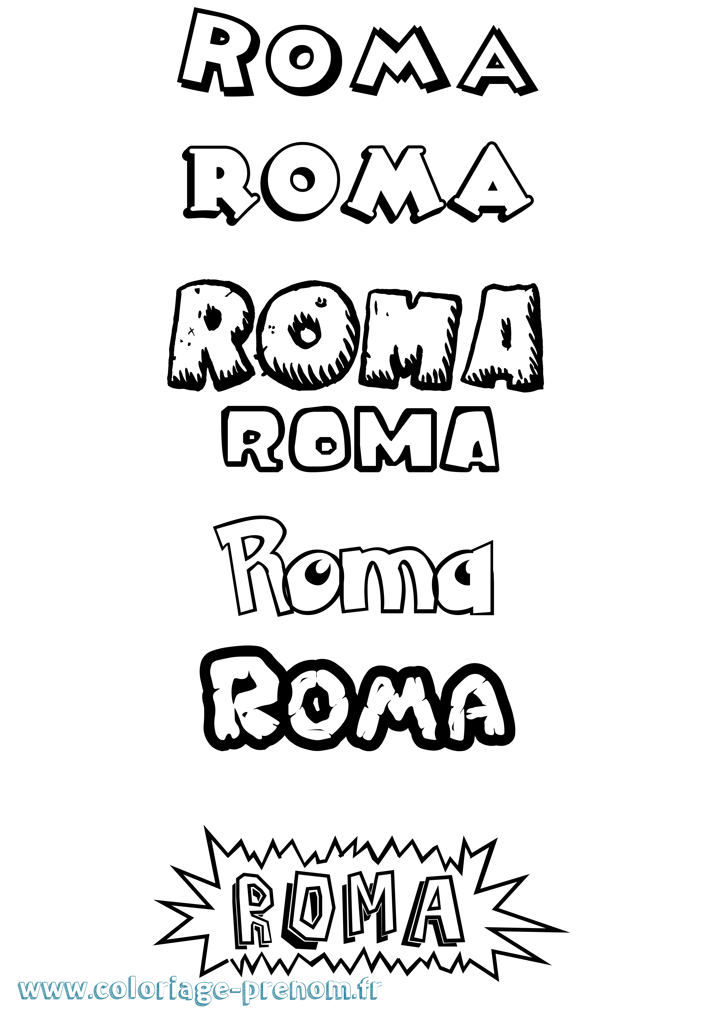 Coloriage prénom Roma Dessin Animé