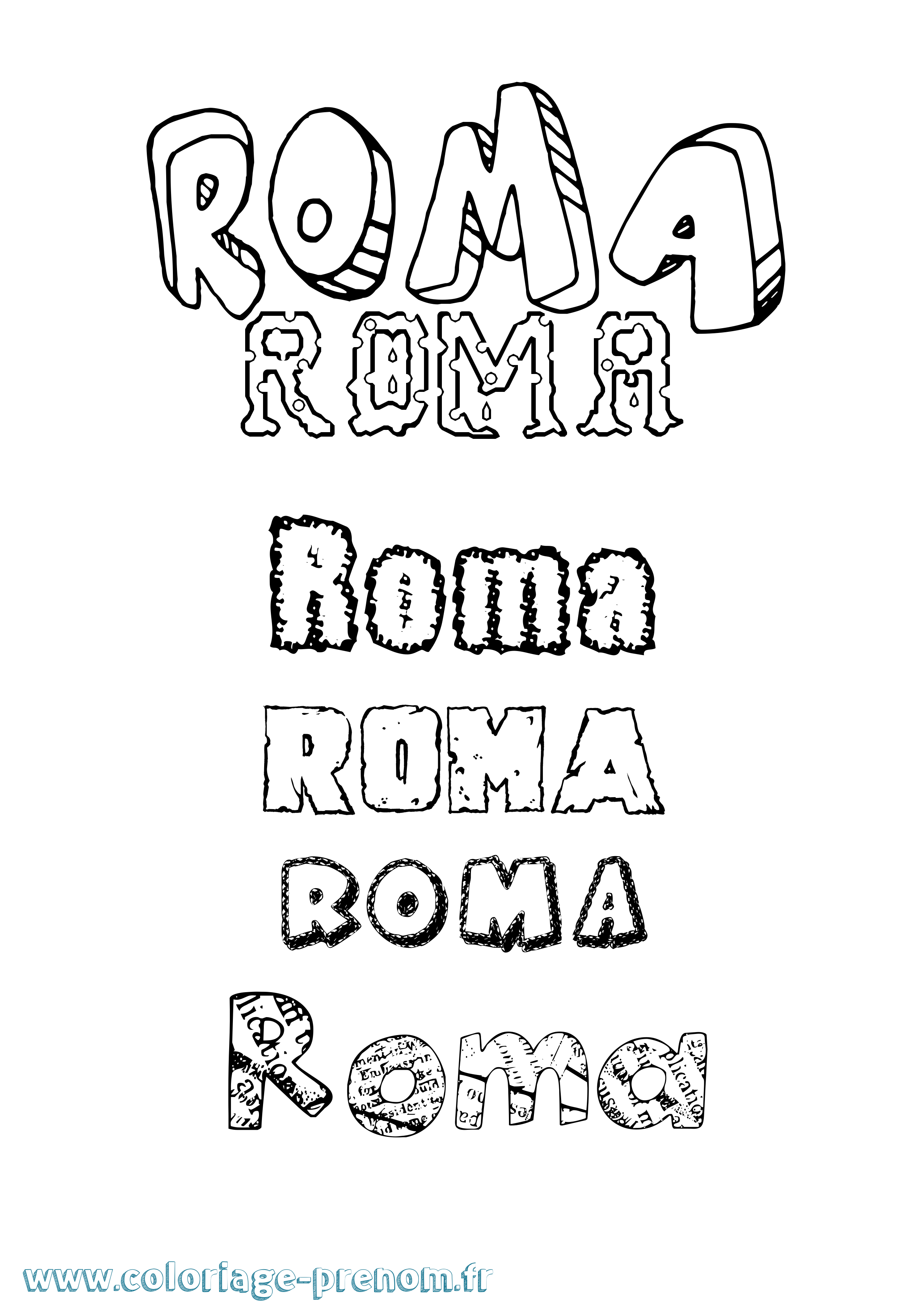 Coloriage prénom Roma Destructuré