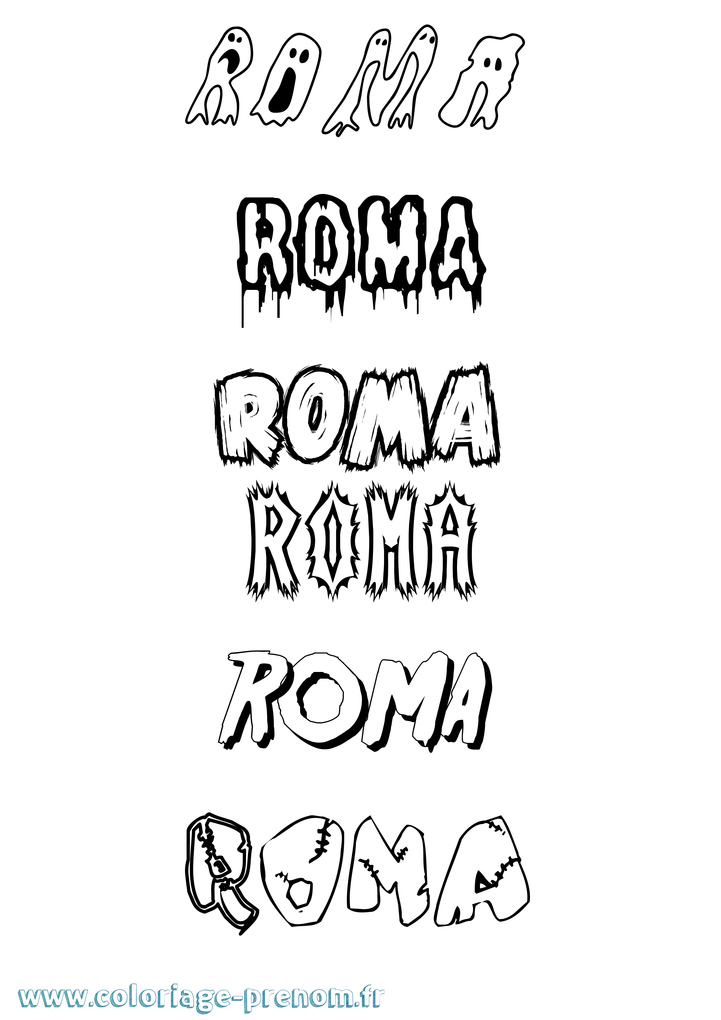 Coloriage prénom Roma Frisson