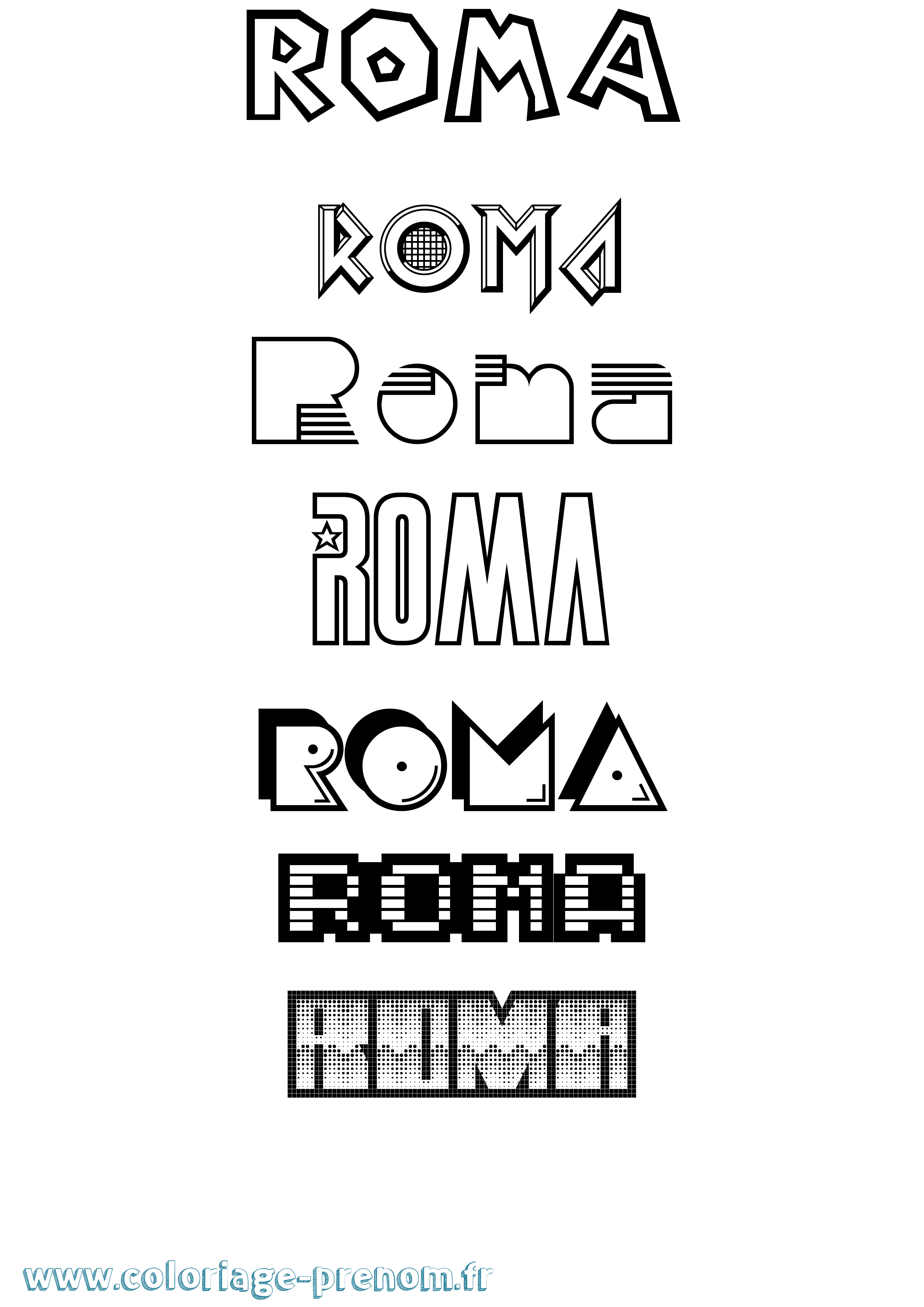Coloriage prénom Roma Jeux Vidéos