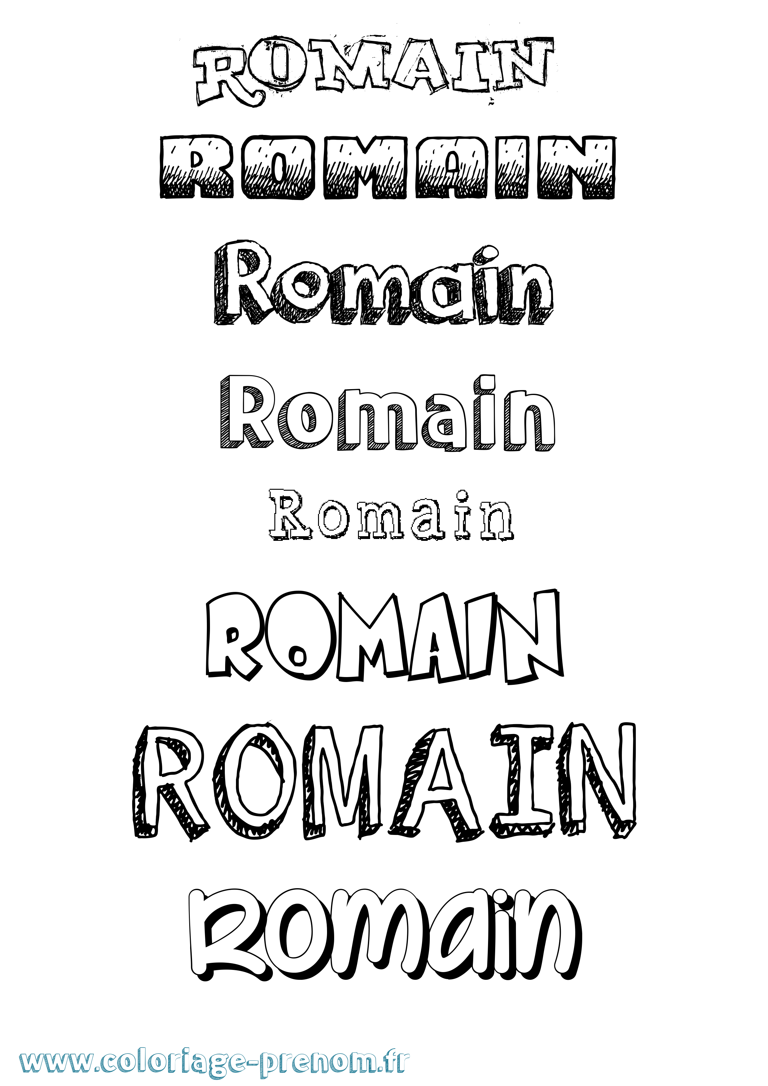 Coloriage prénom Romain Dessiné