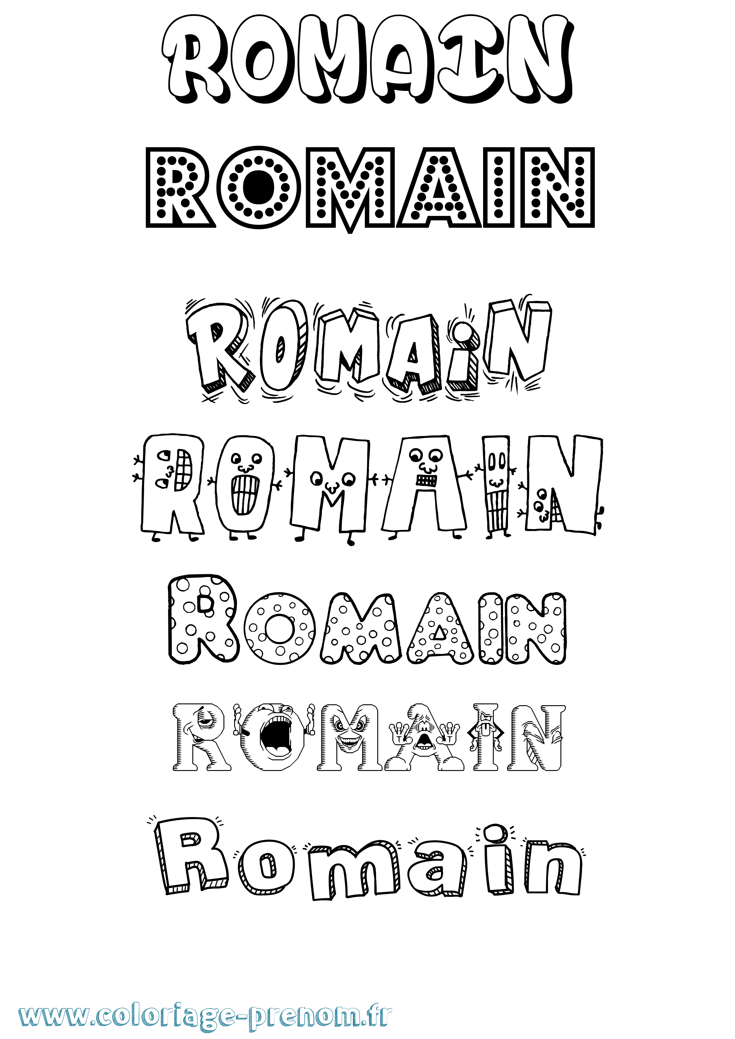 Coloriage prénom Romain Fun