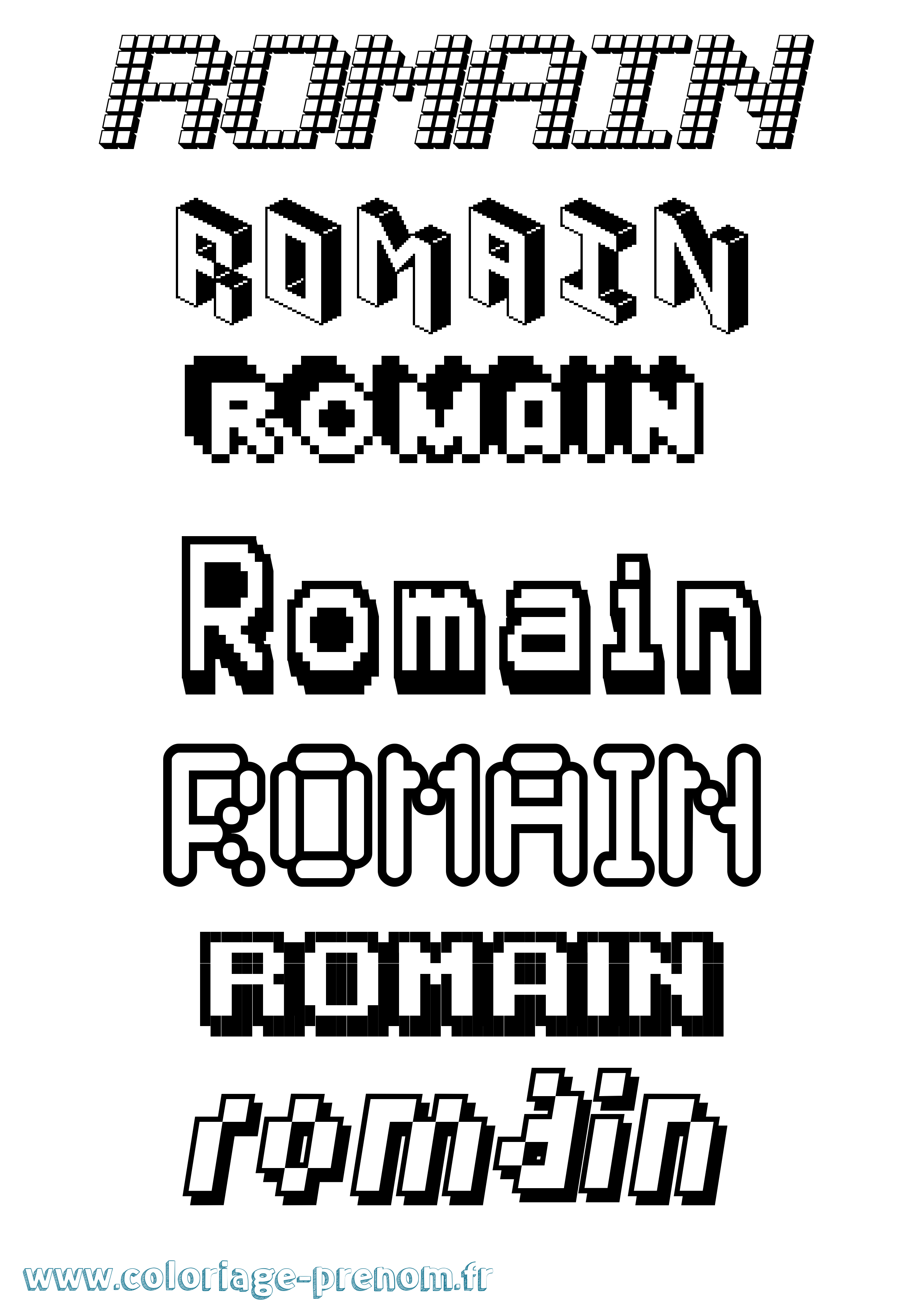 Coloriage prénom Romain Pixel