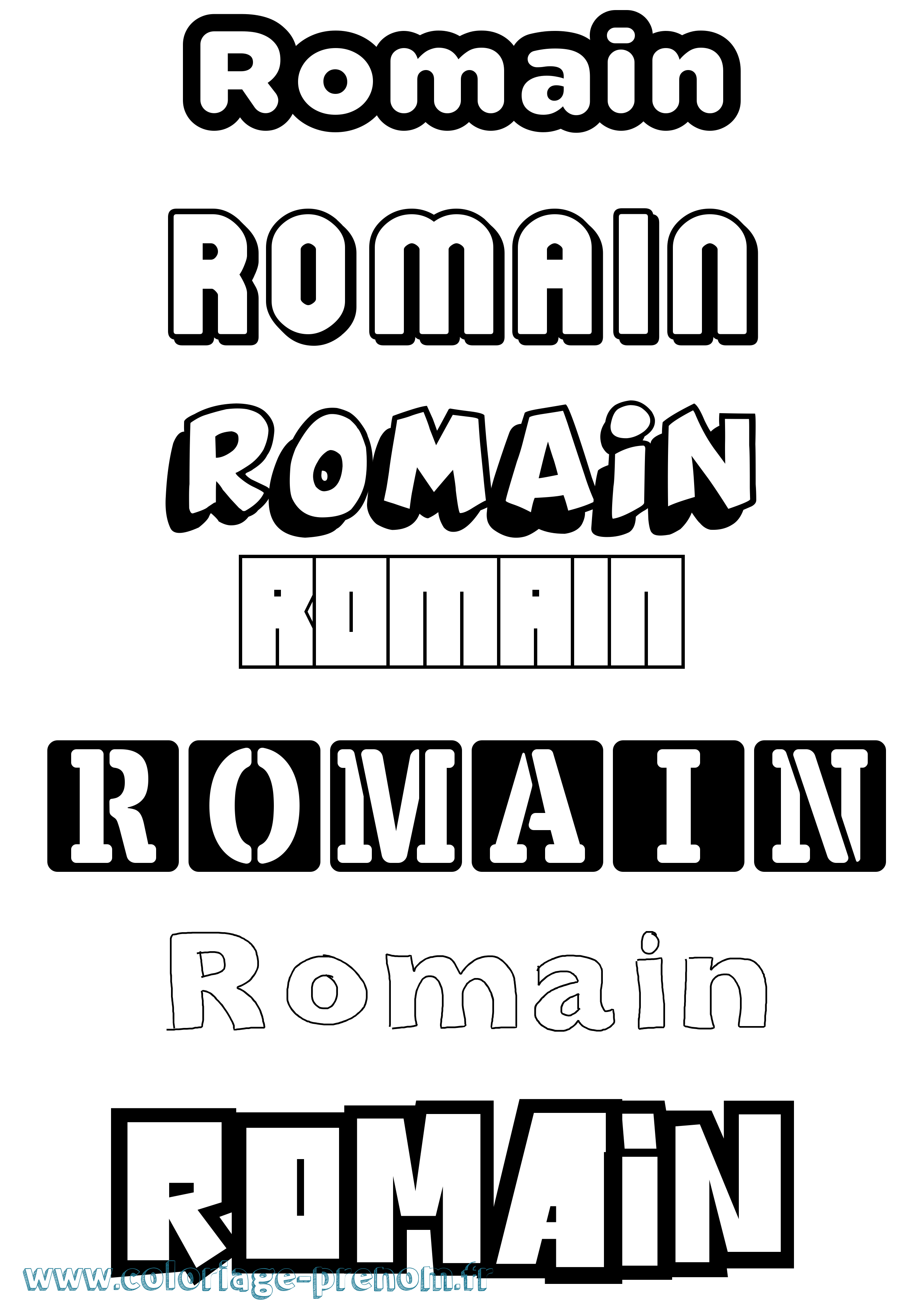 Coloriage prénom Romain Simple