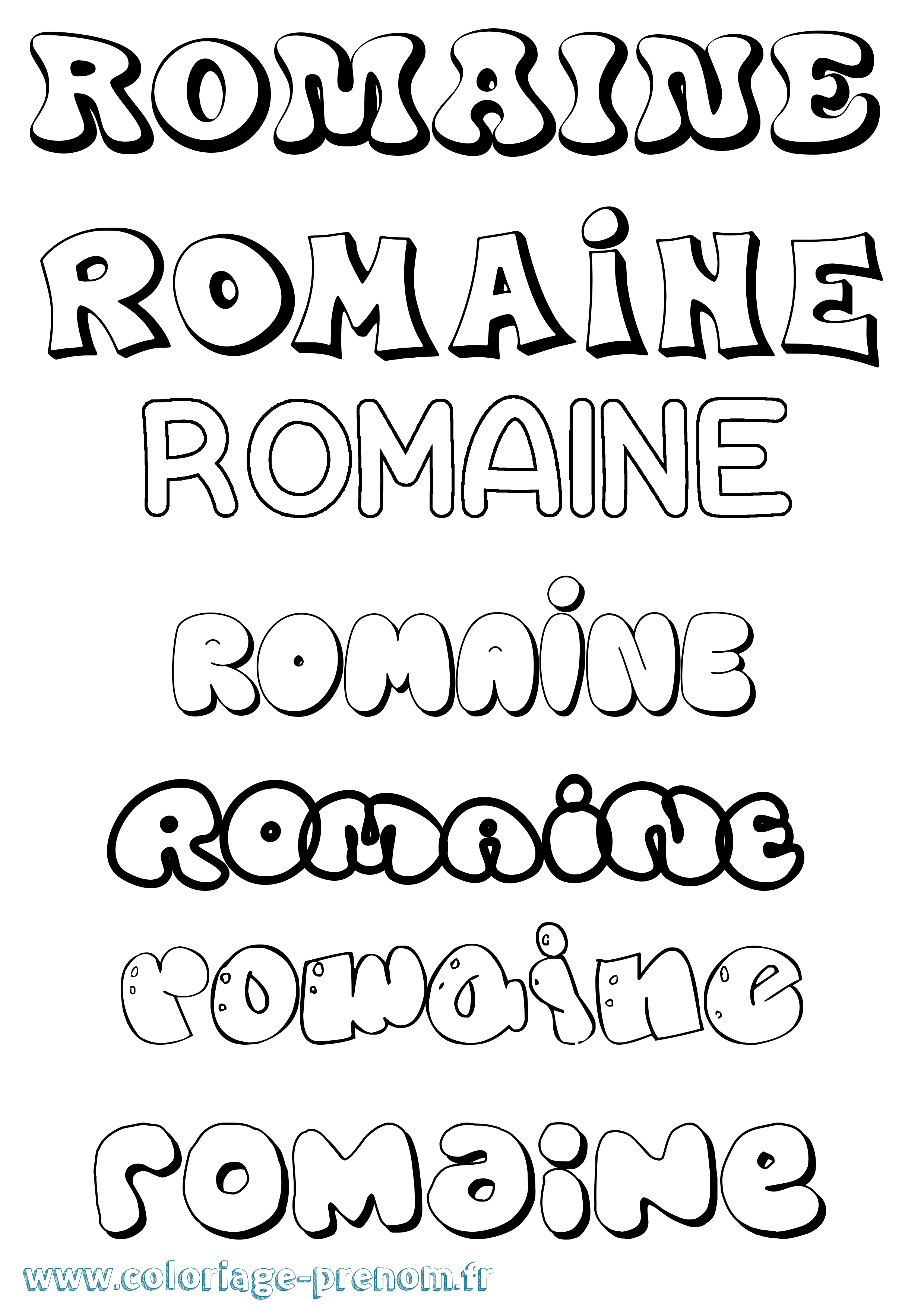 Coloriage prénom Romaine Bubble