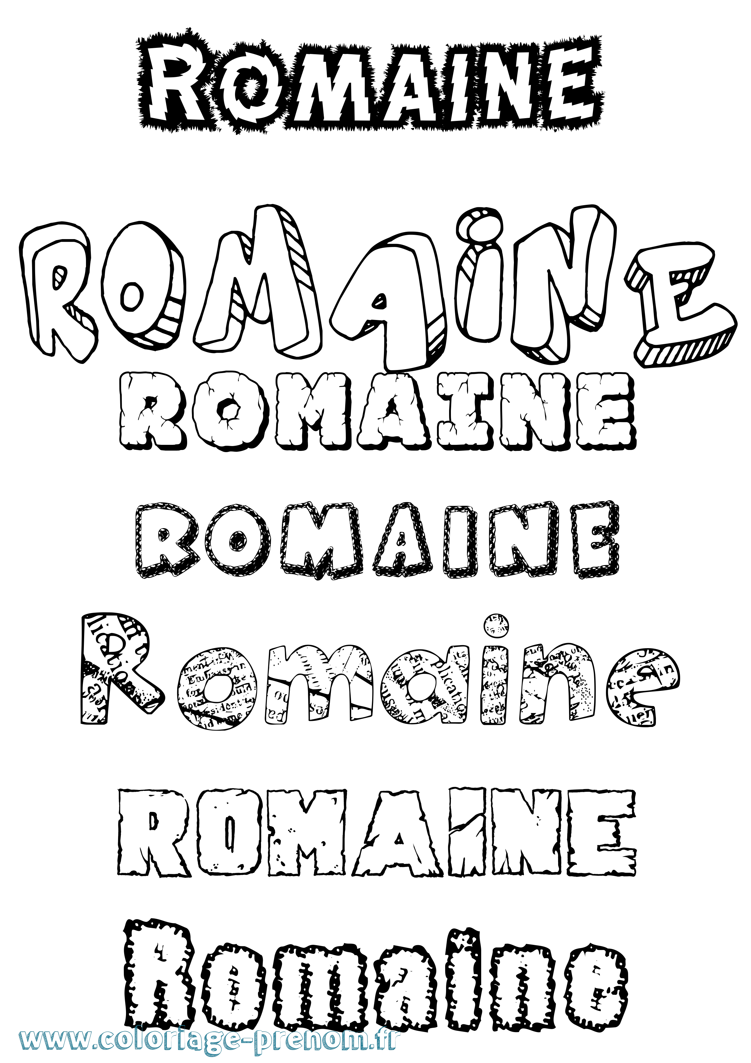 Coloriage Romaine Destructuré Coloriage prénom Romaine Destructuré