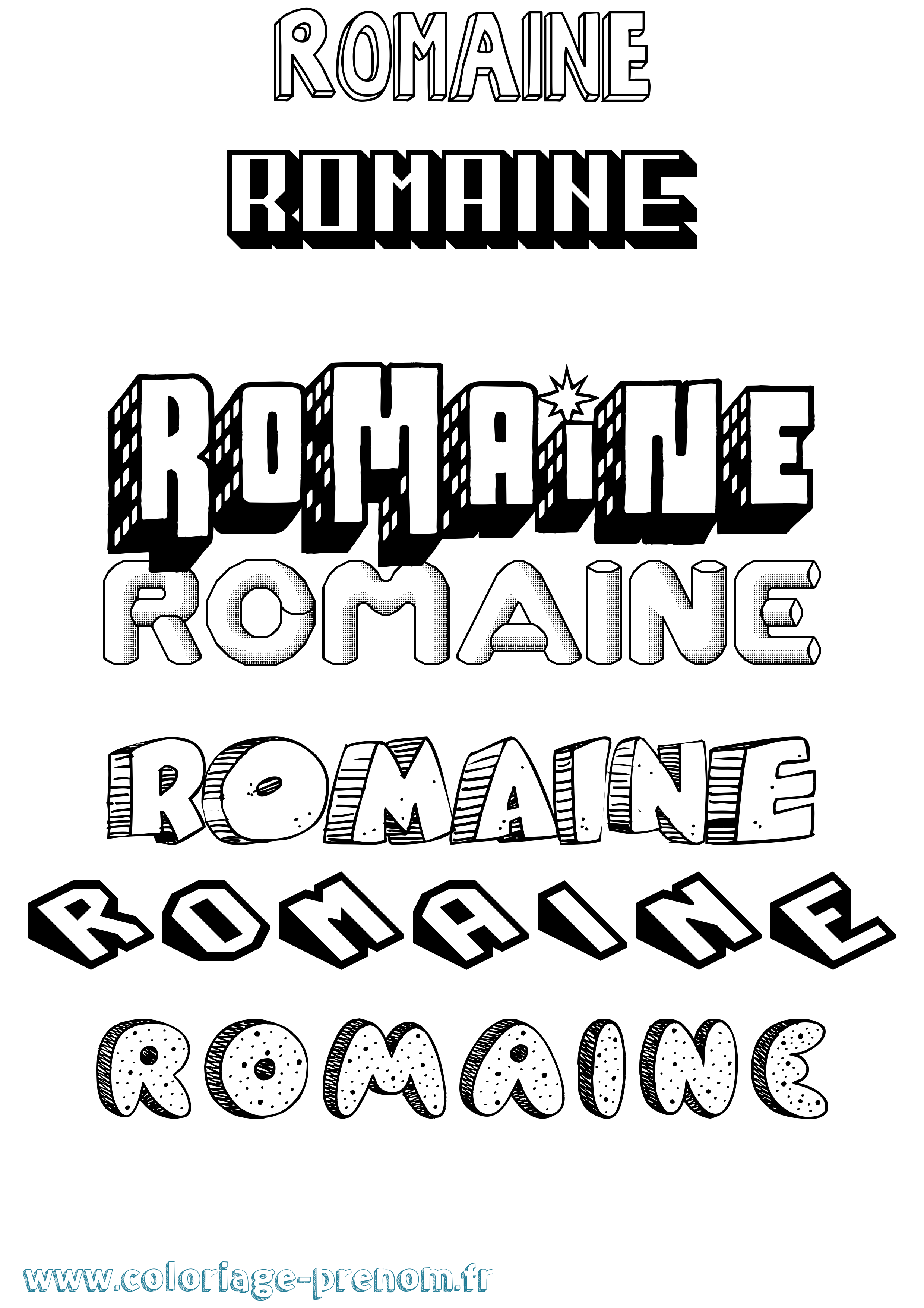 Coloriage Romaine Effet 3D Coloriage prénom Romaine Effet 3D