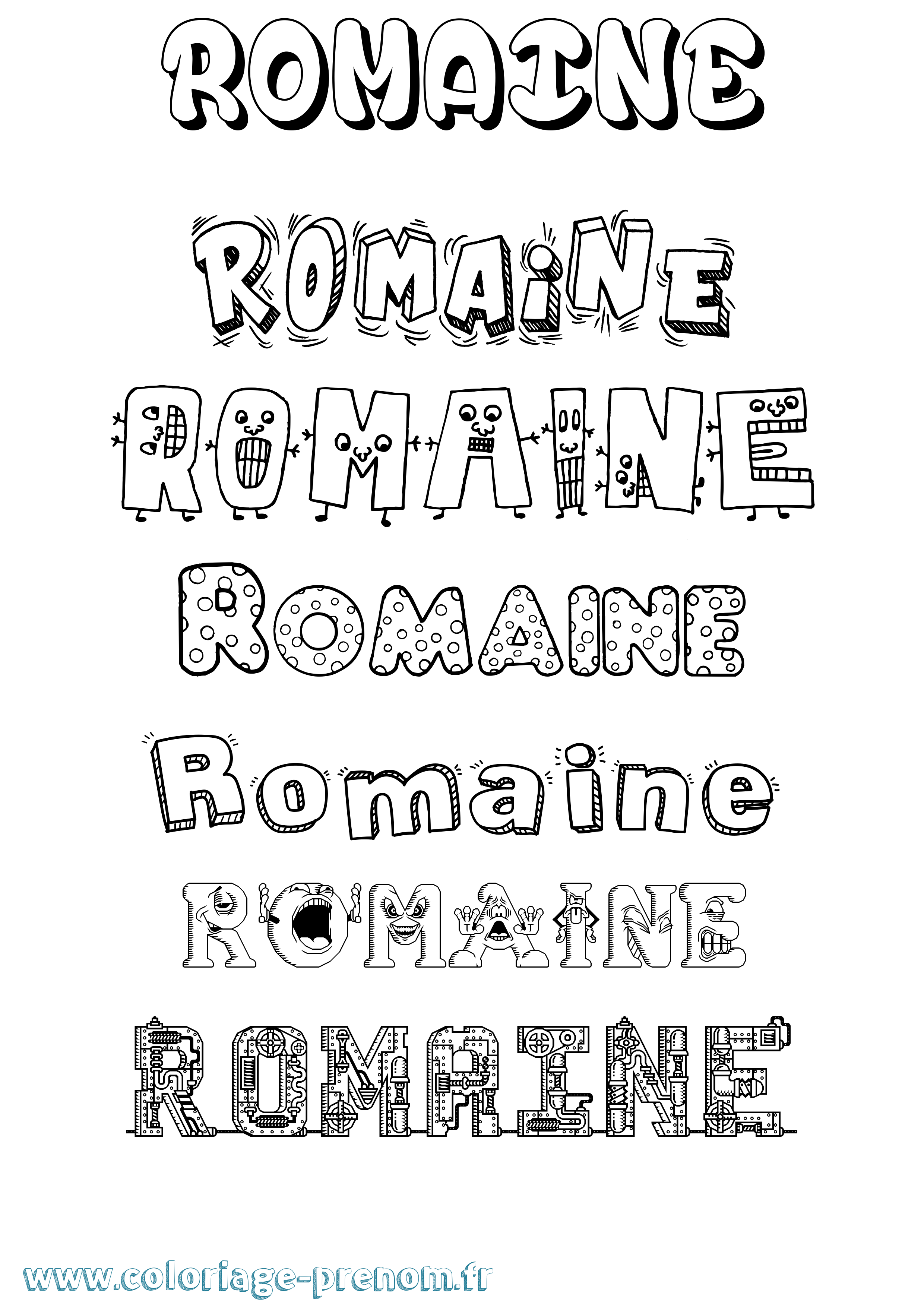 Coloriage prénom Romaine Fun