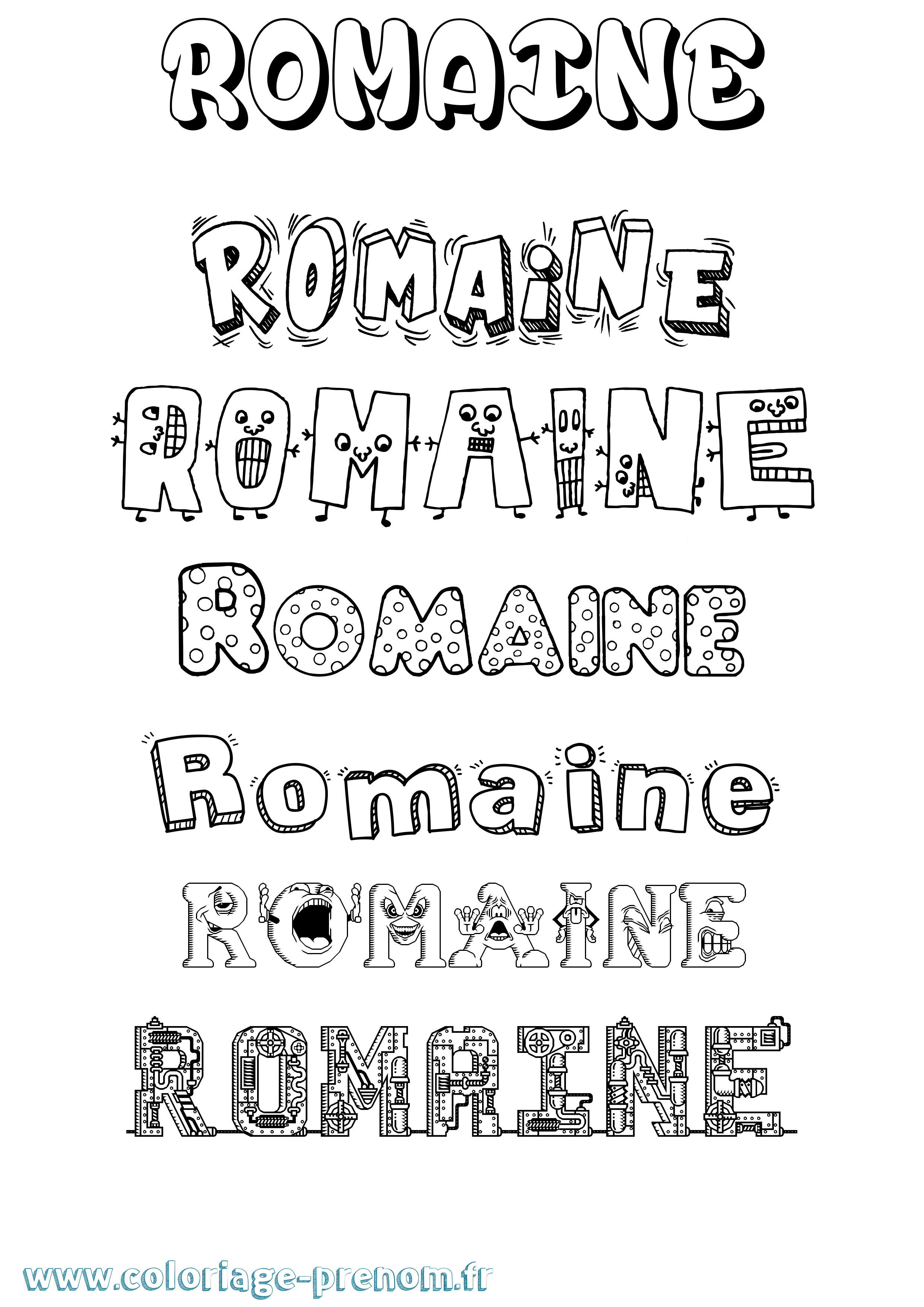 Coloriage Romaine Fun Coloriage prénom Romaine Fun