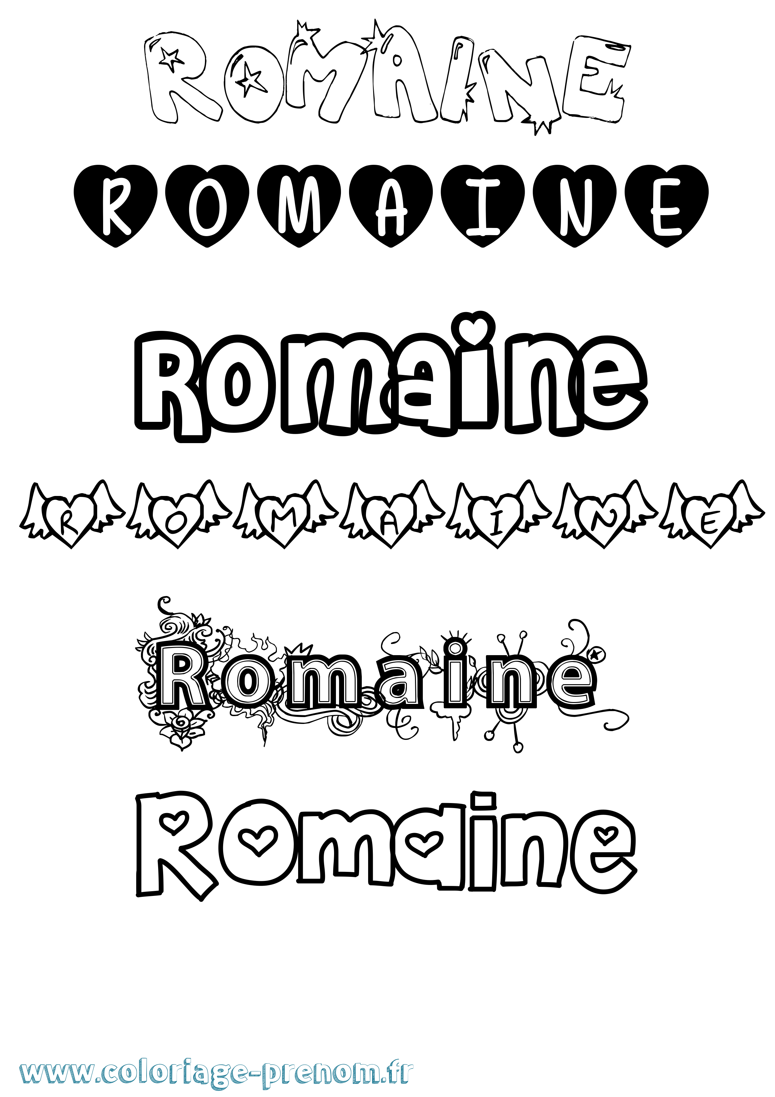 Coloriage Romaine Girly Coloriage prénom Romaine Girly