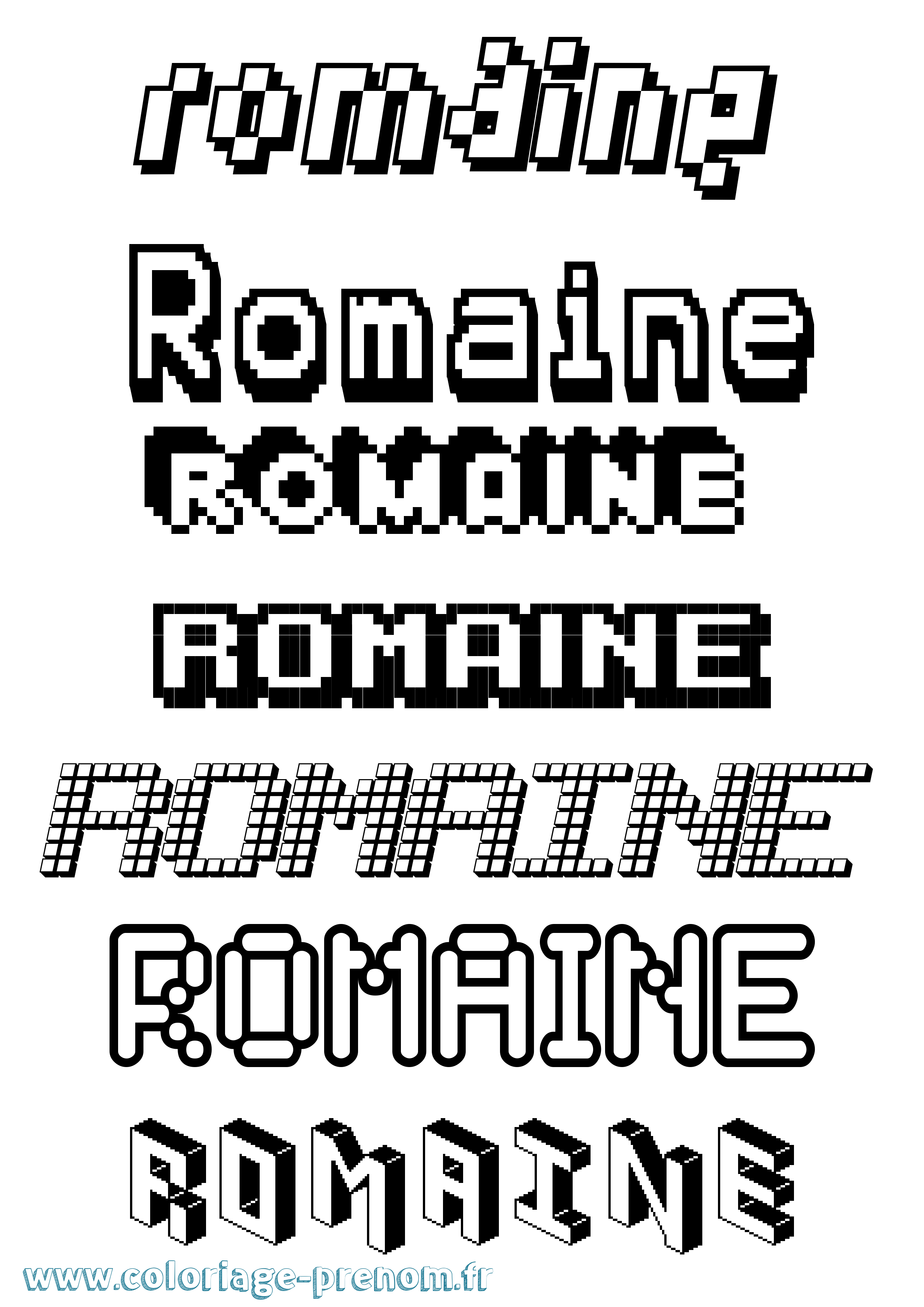 Coloriage prénom Romaine Pixel