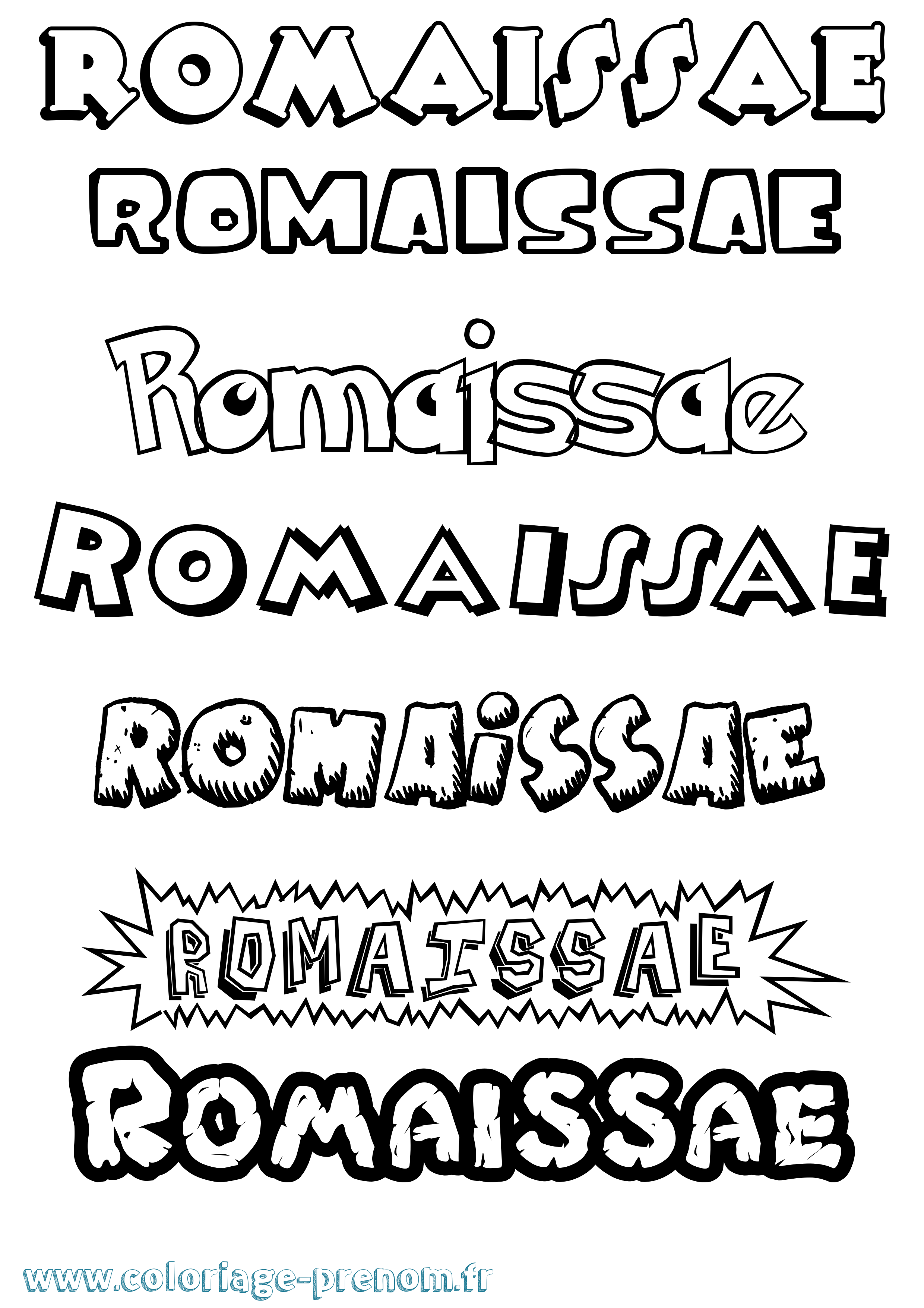 Coloriage prénom Romaissae Dessin Animé