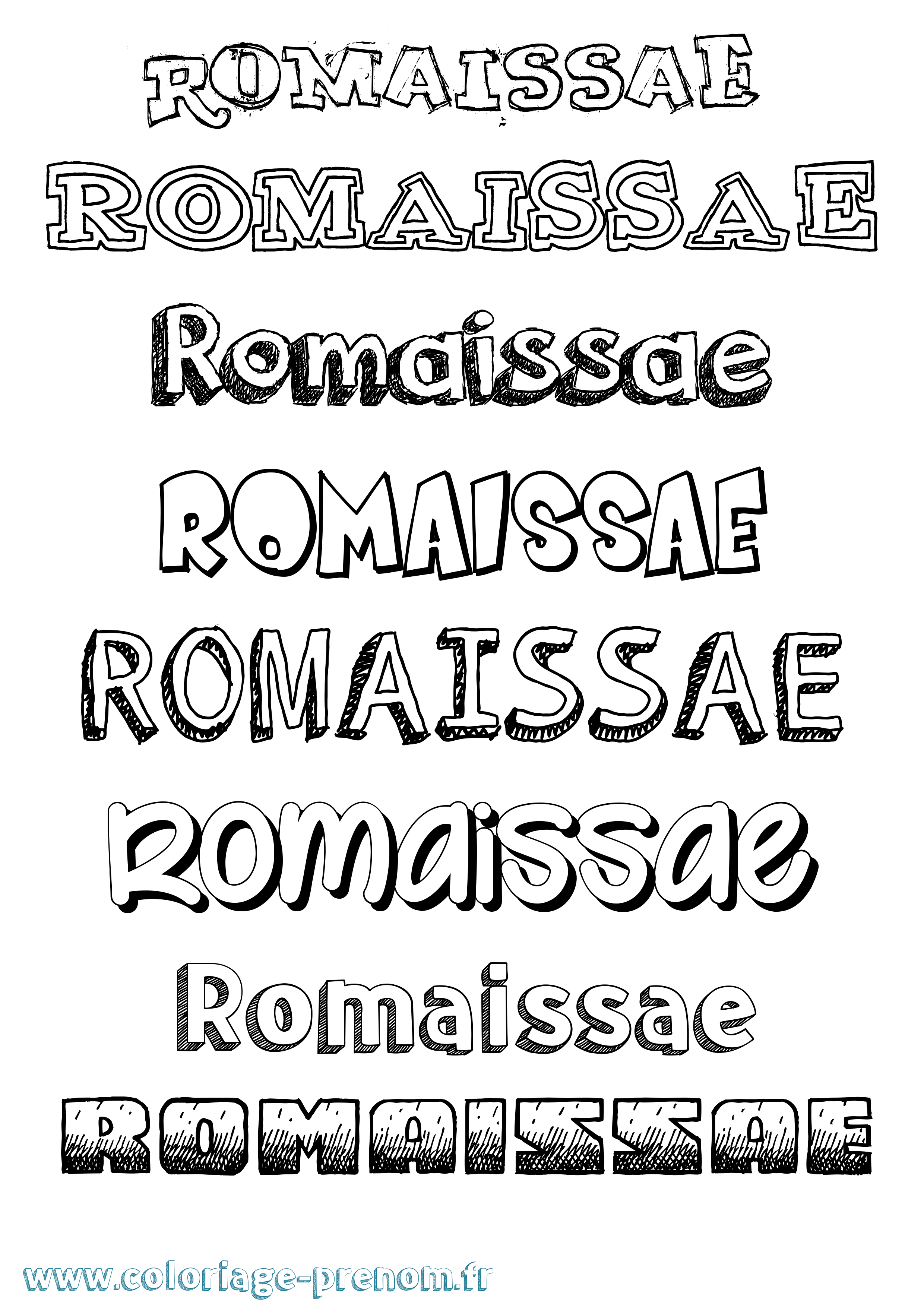 Coloriage prénom Romaissae Dessiné