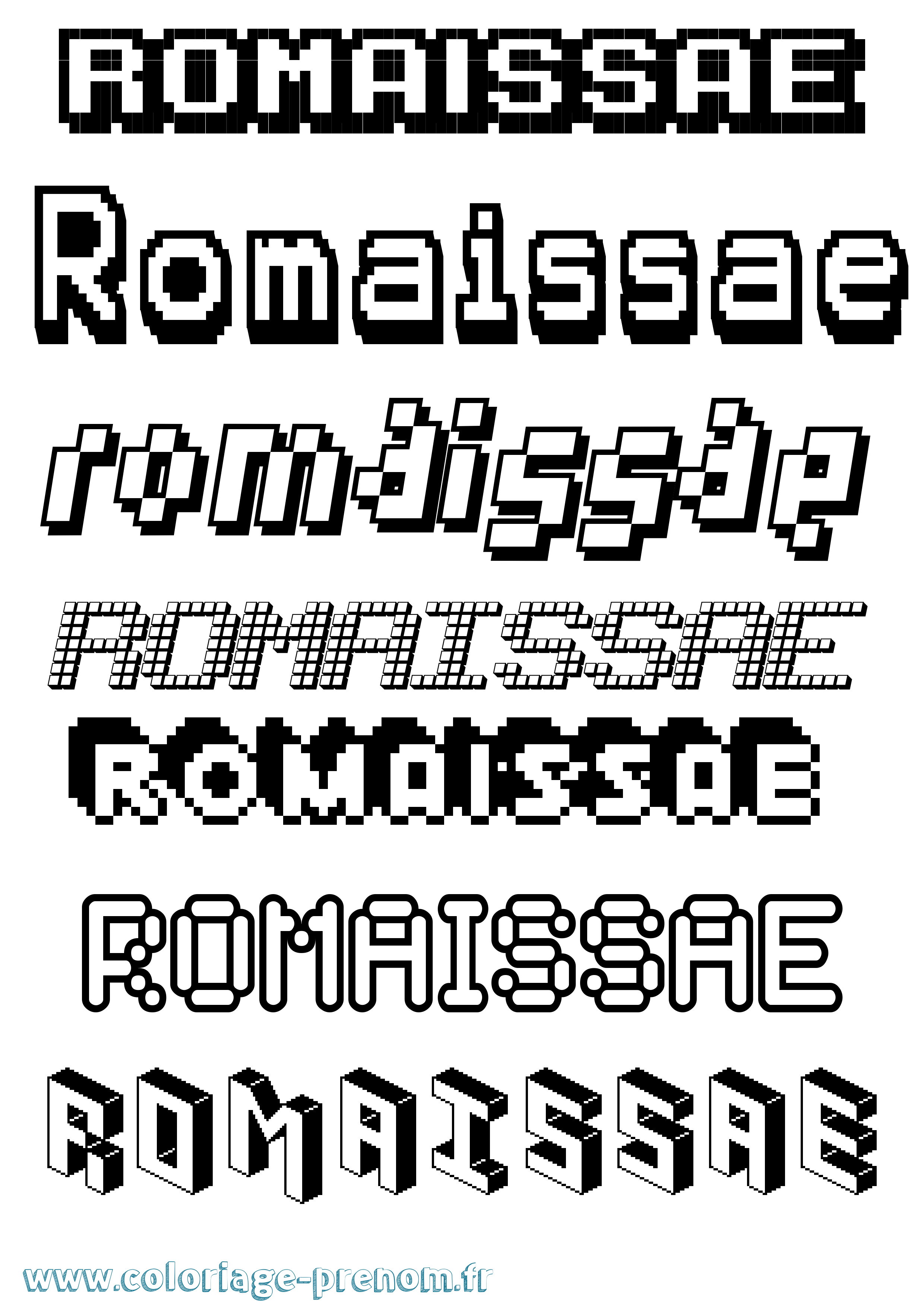 Coloriage prénom Romaissae Pixel