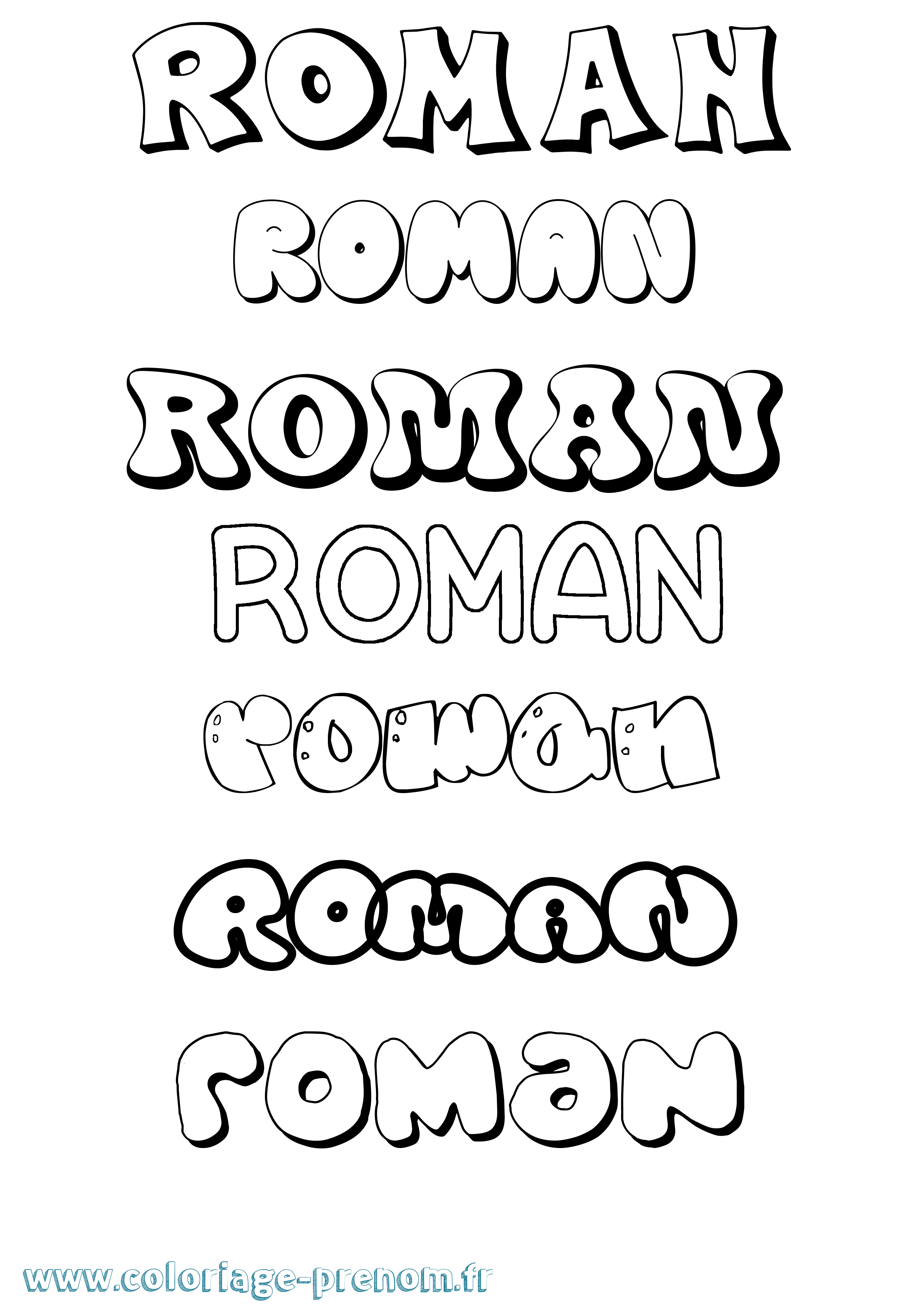 Coloriage prénom Roman Bubble