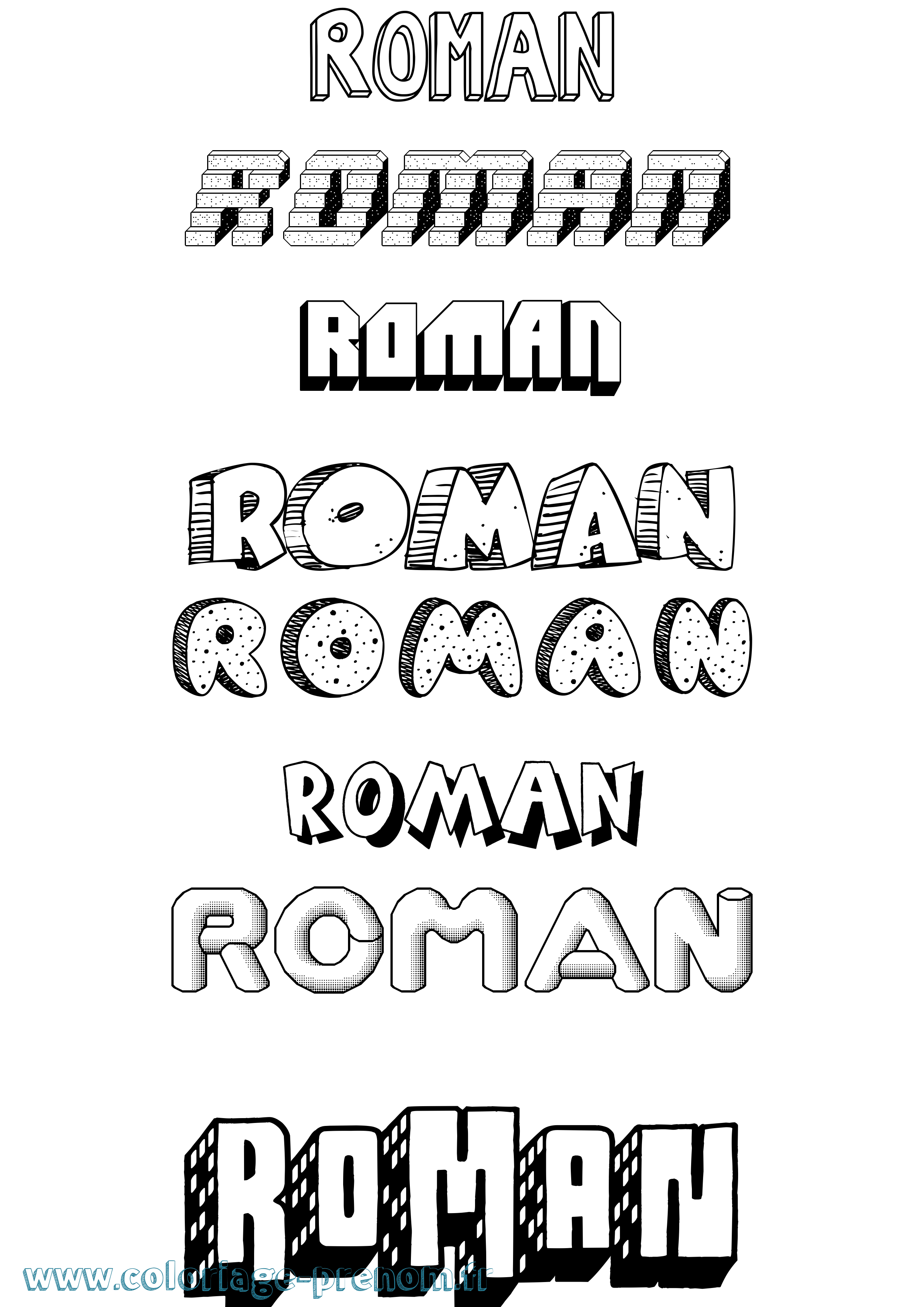 Coloriage prénom Roman Effet 3D