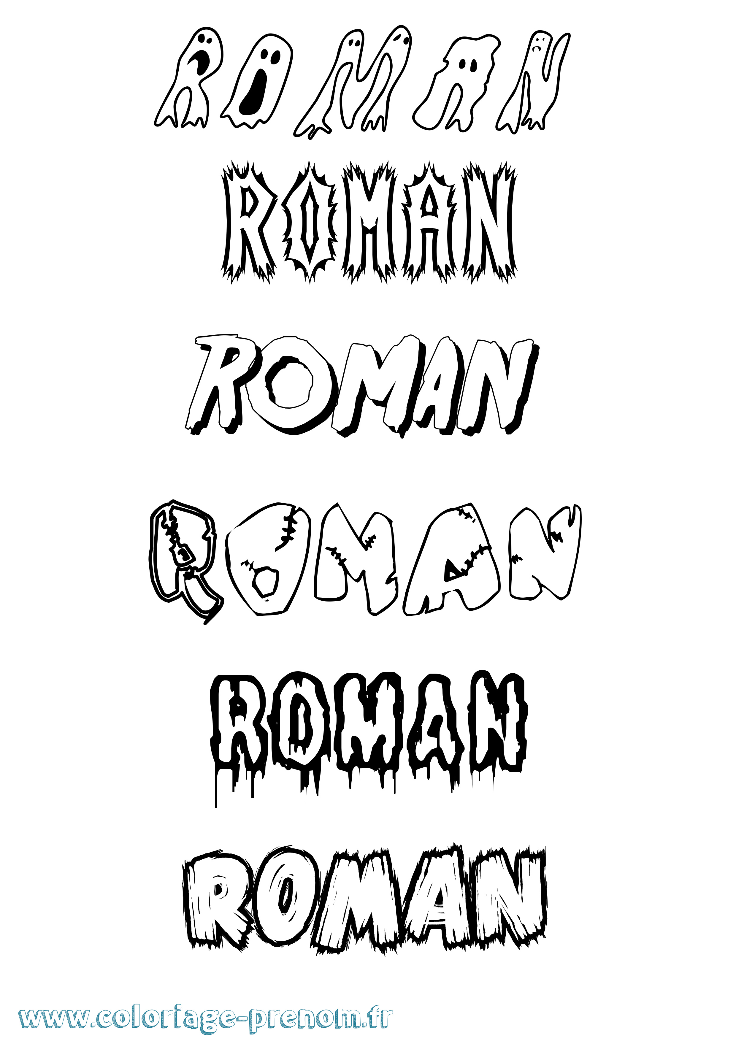 Coloriage prénom Roman Frisson