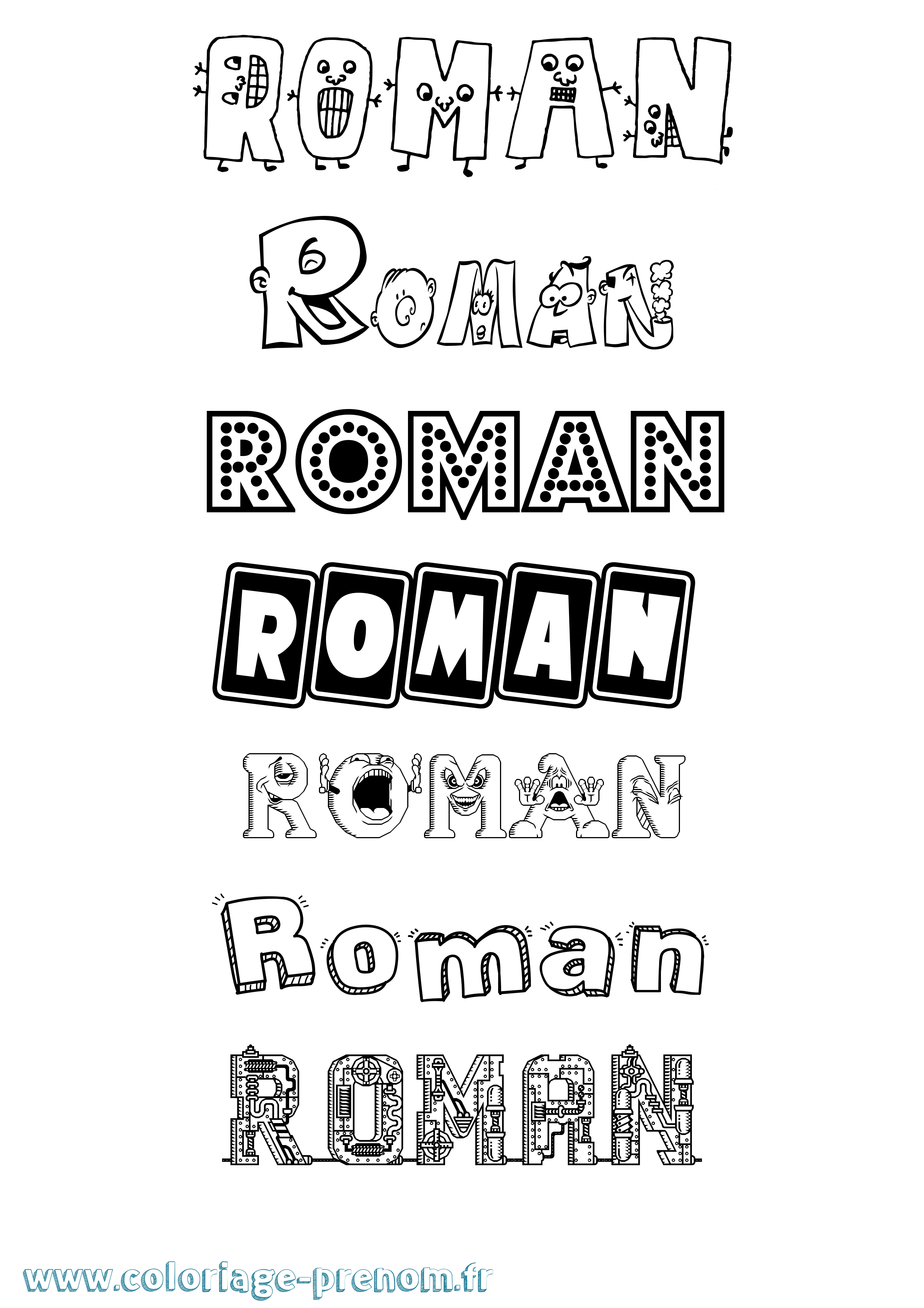 Coloriage prénom Roman Fun
