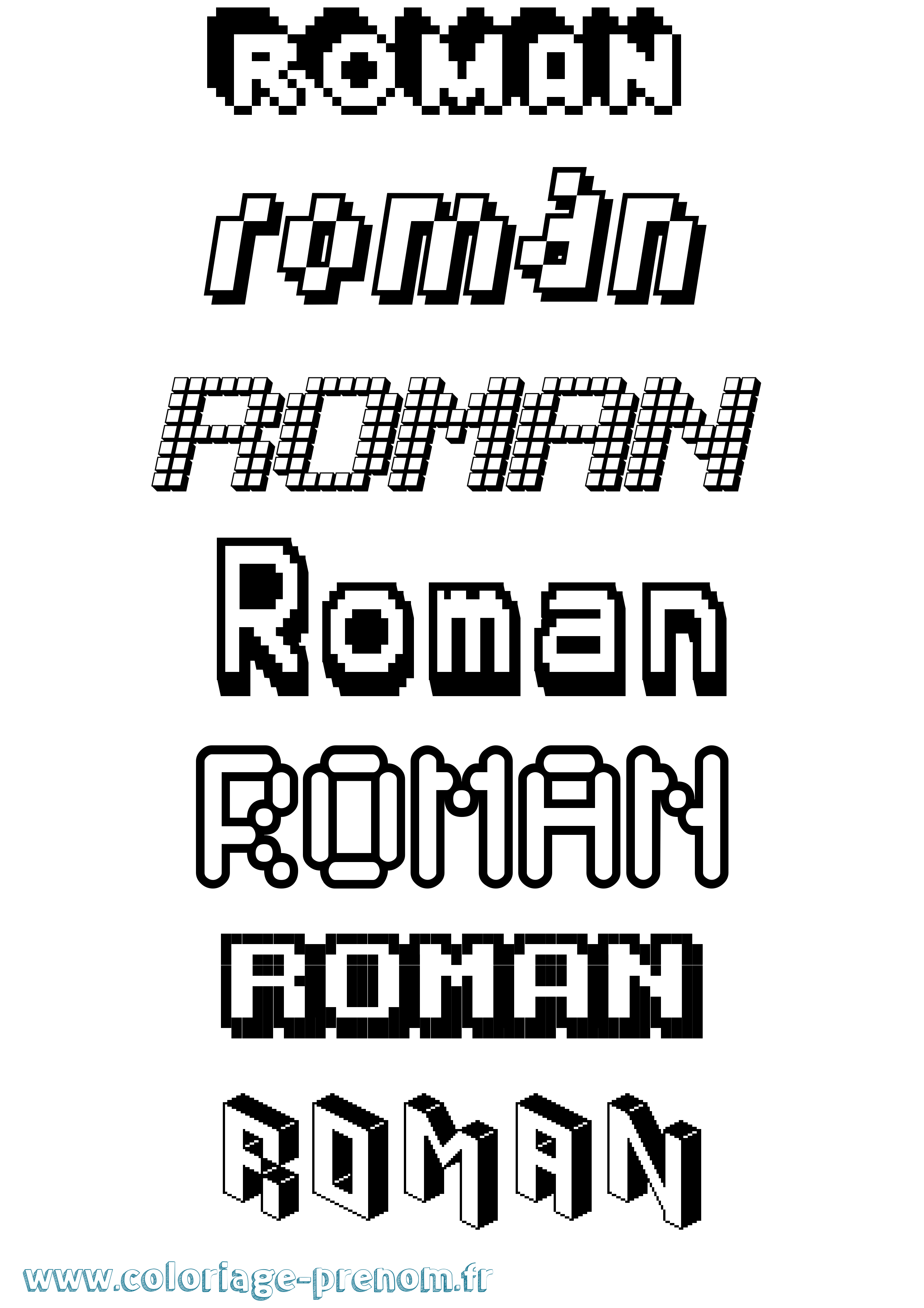 Coloriage prénom Roman Pixel