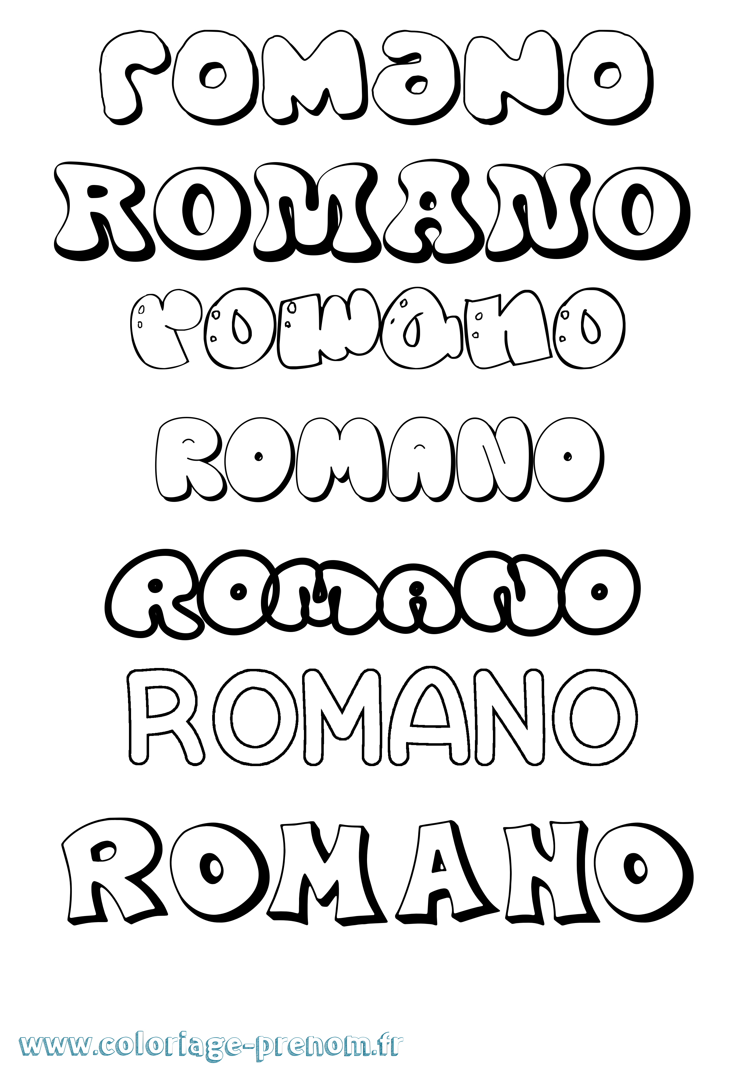 Coloriage prénom Romano Bubble
