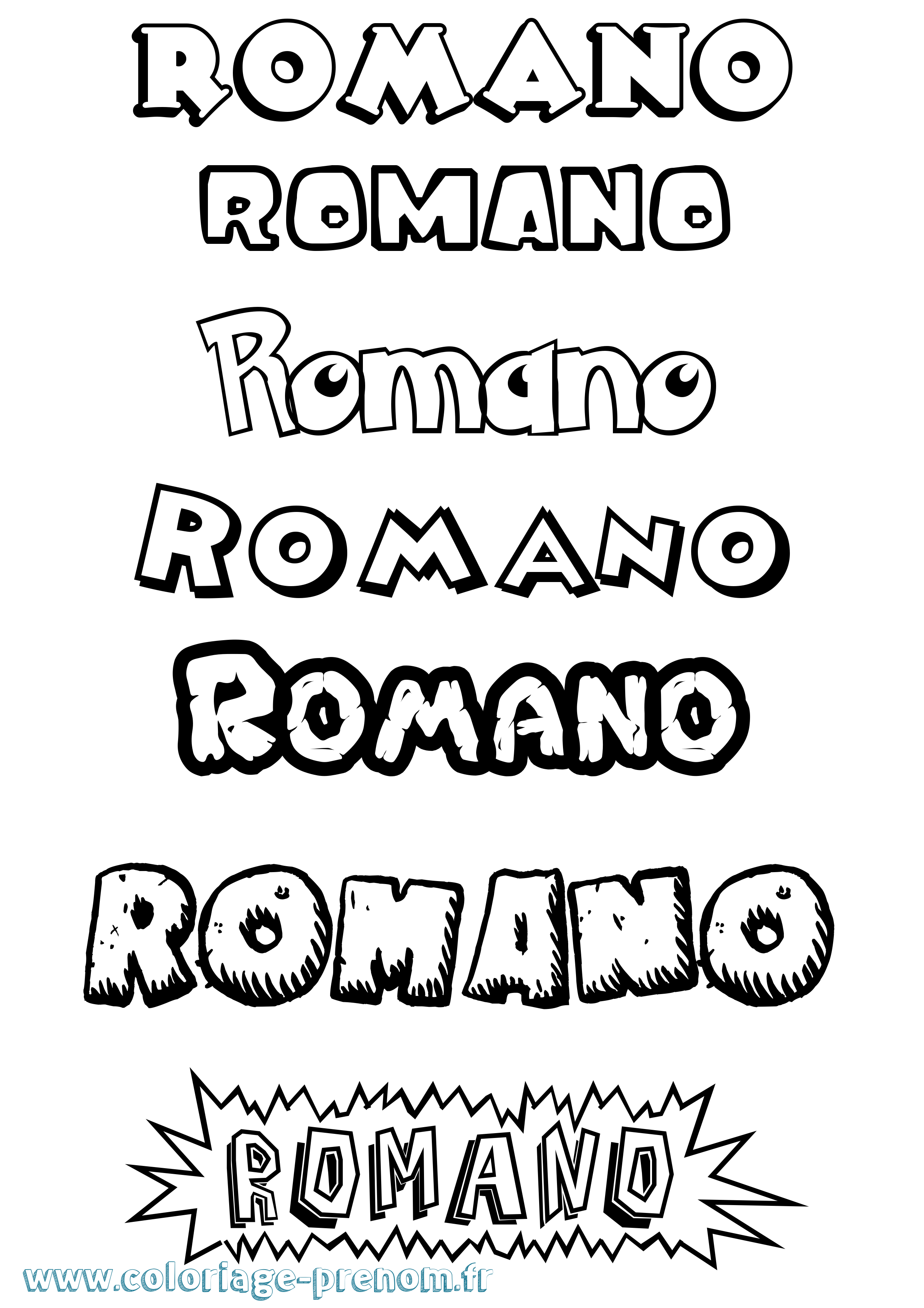Coloriage prénom Romano Dessin Animé