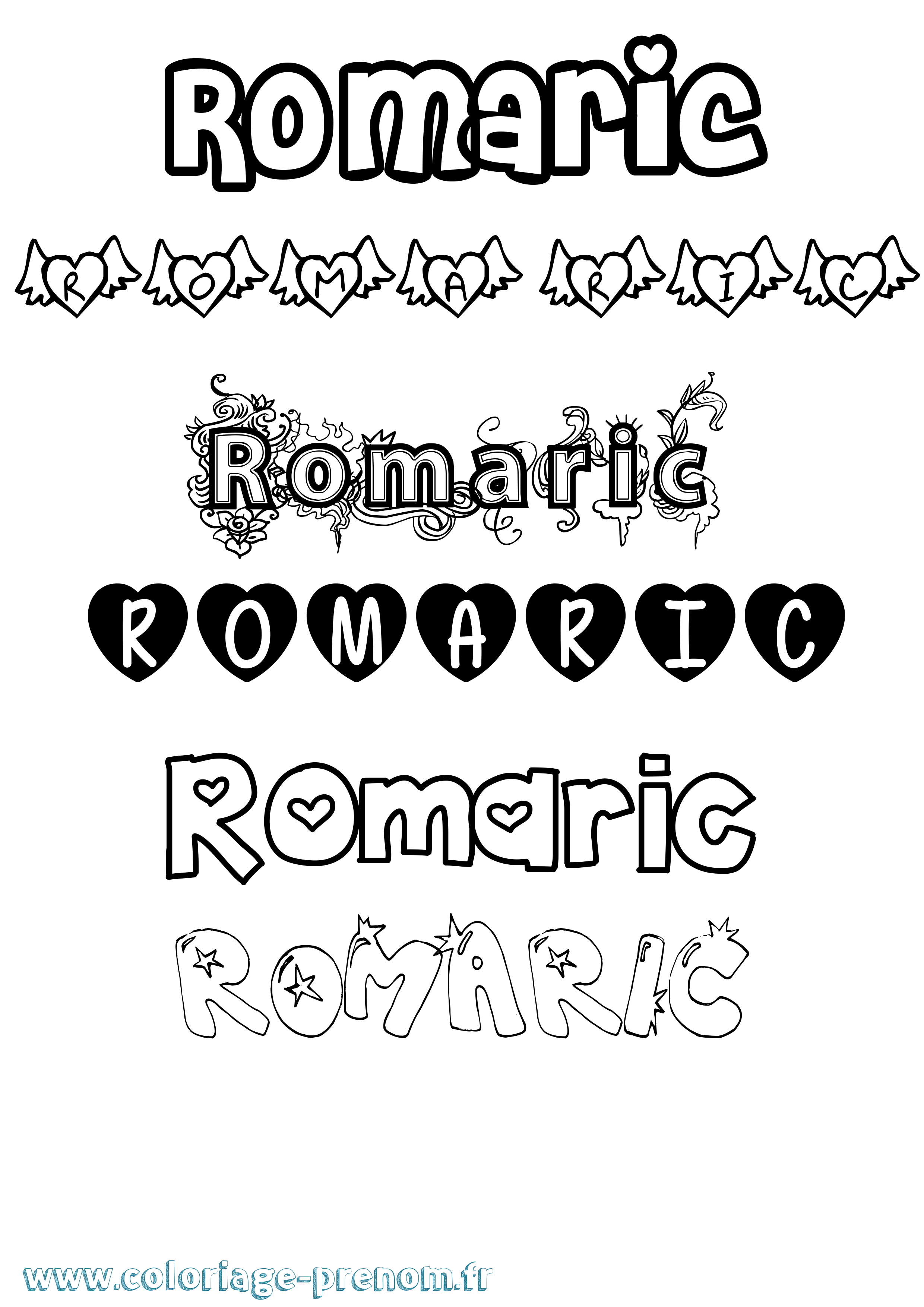 Coloriage prénom Romaric Girly