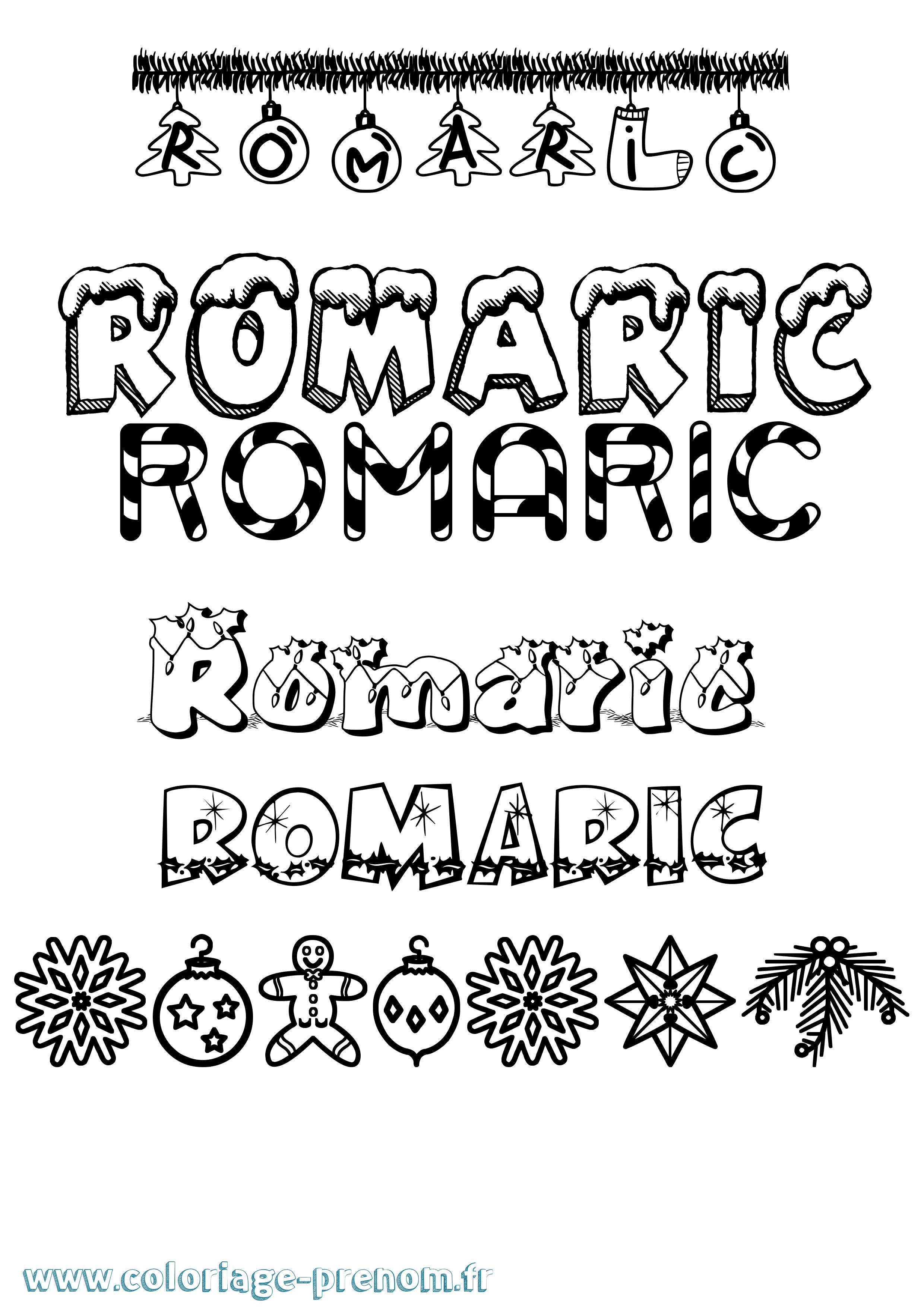 Coloriage Romaric Noël Coloriage prénom Romaric Noël