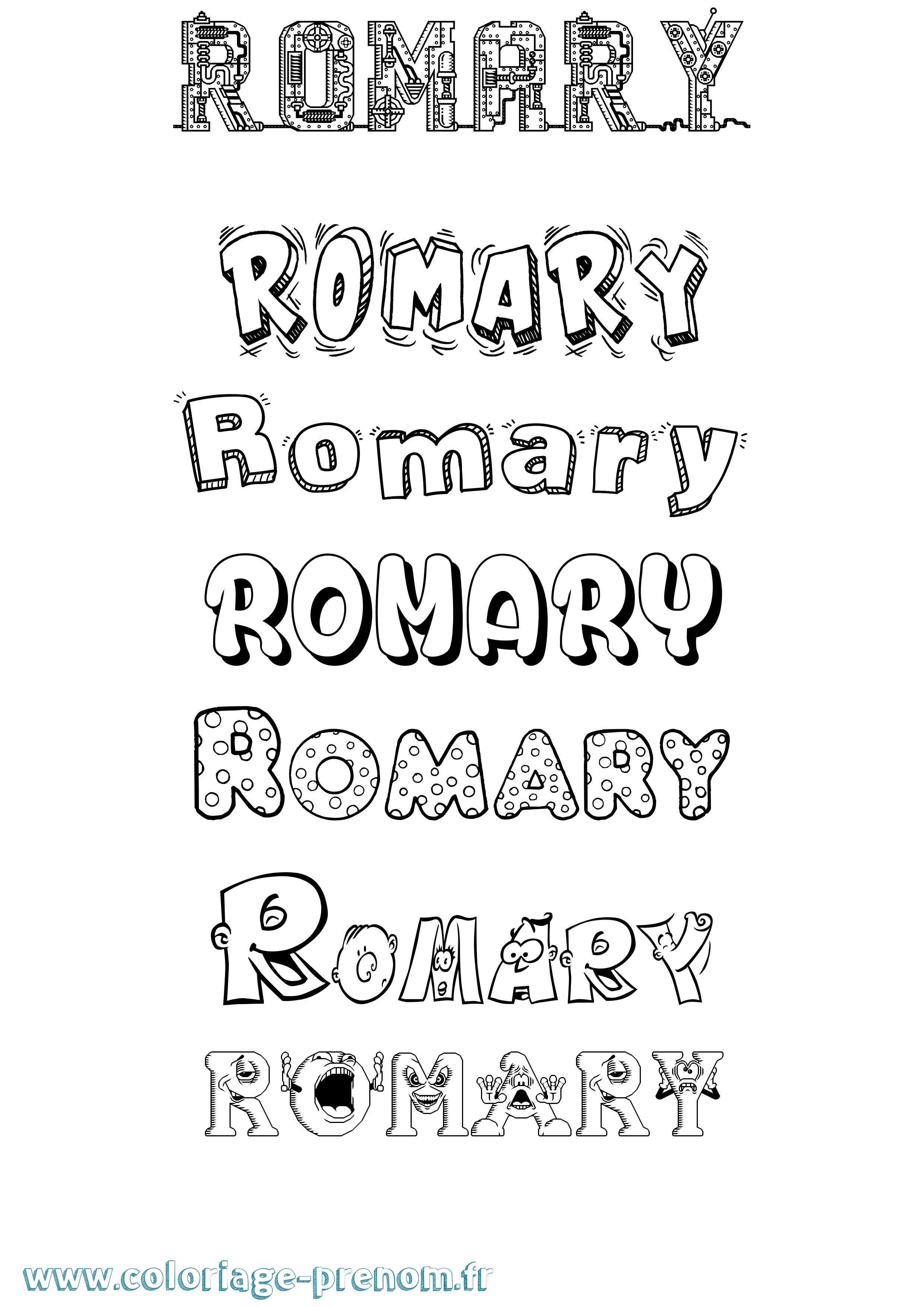 Coloriage prénom Romary Fun