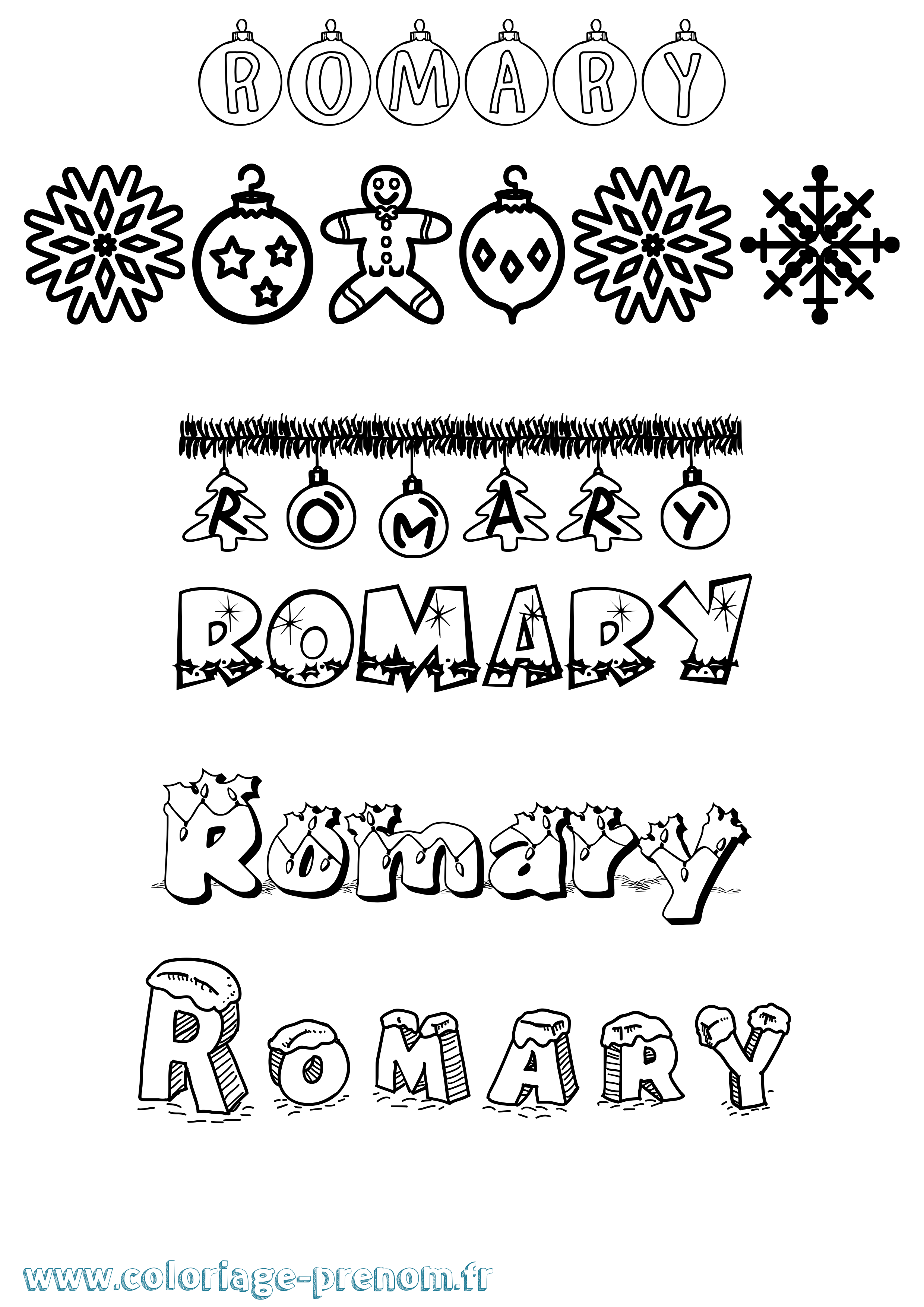 Coloriage prénom Romary Noël