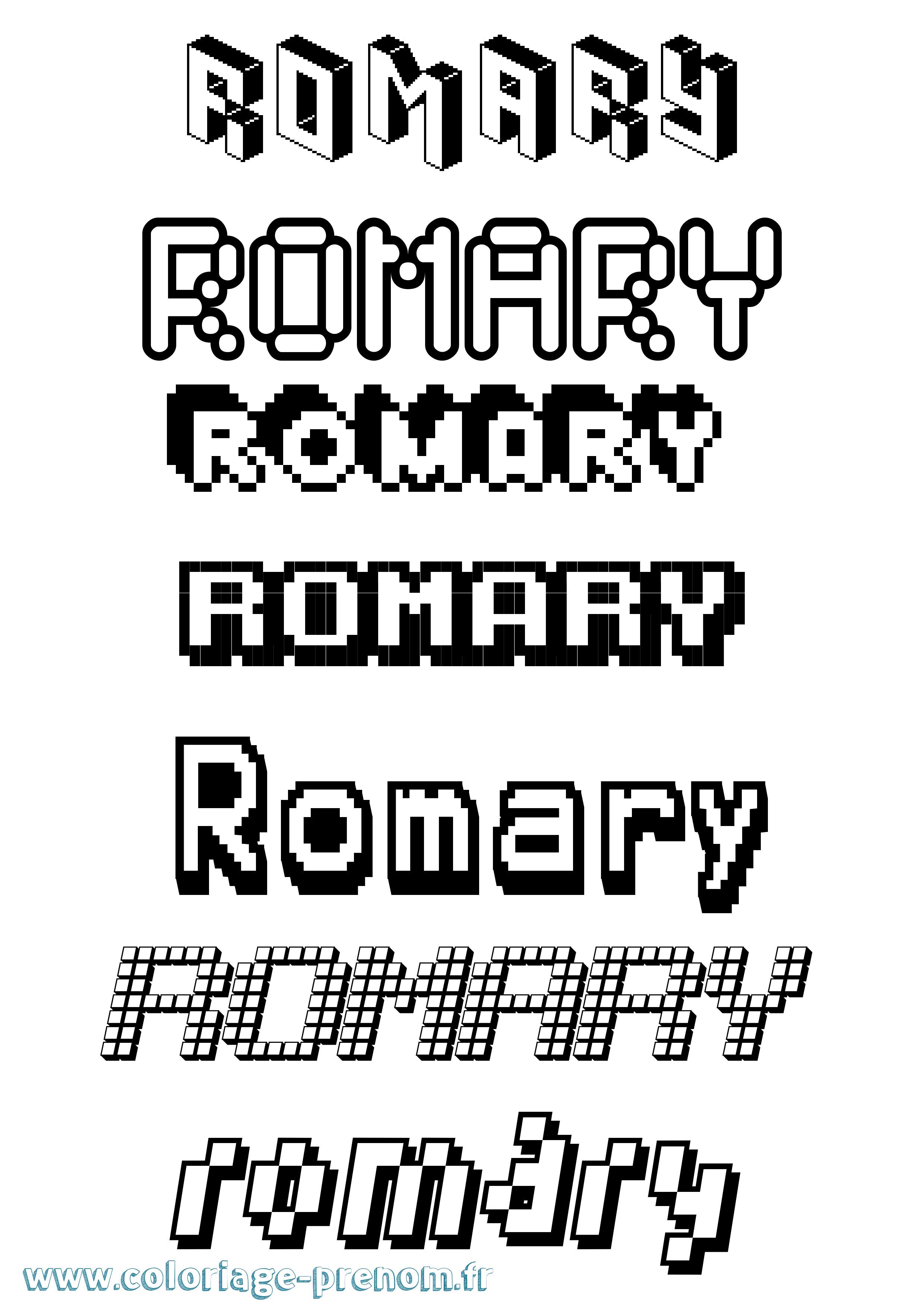 Coloriage prénom Romary Pixel