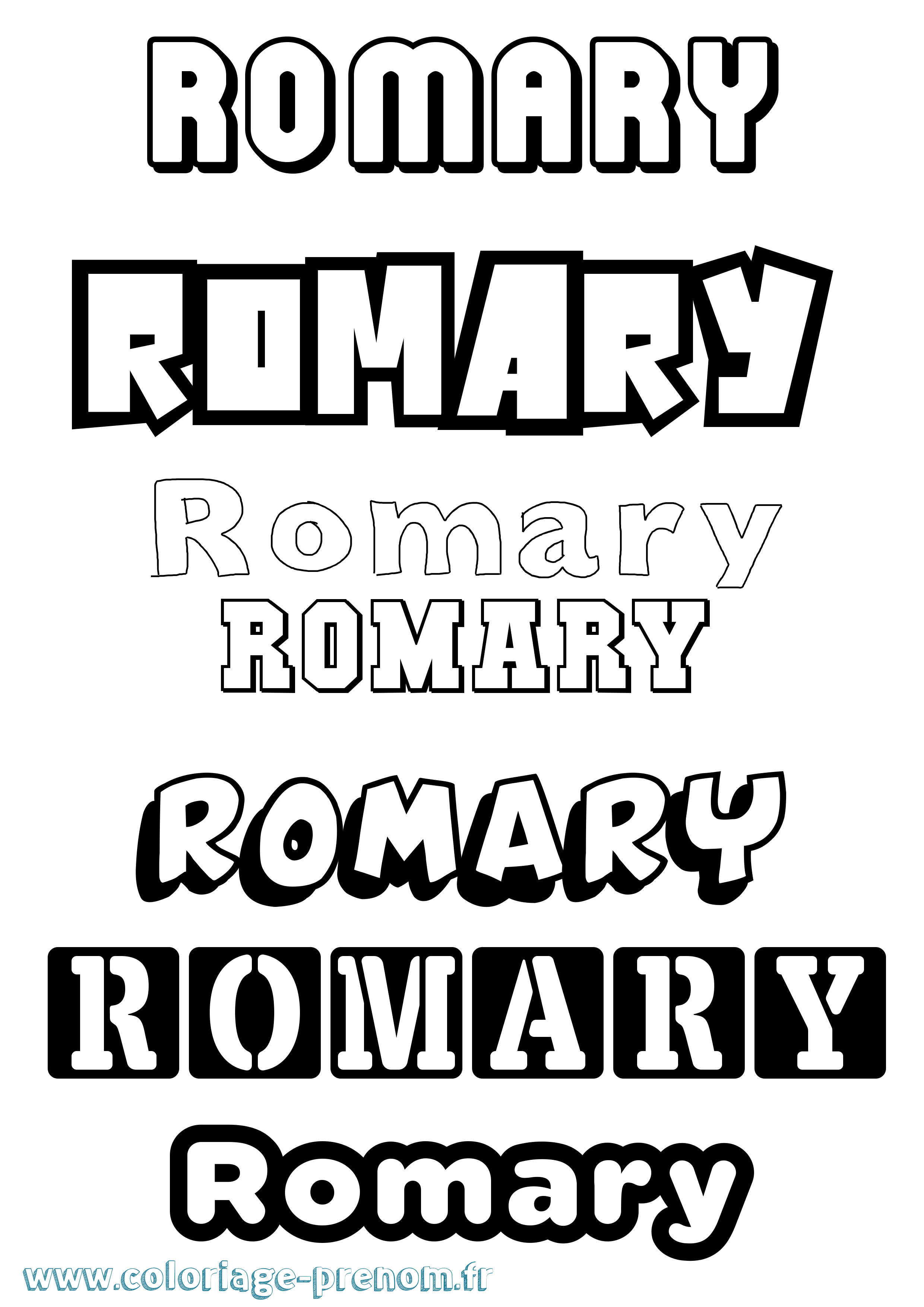 Coloriage prénom Romary Simple