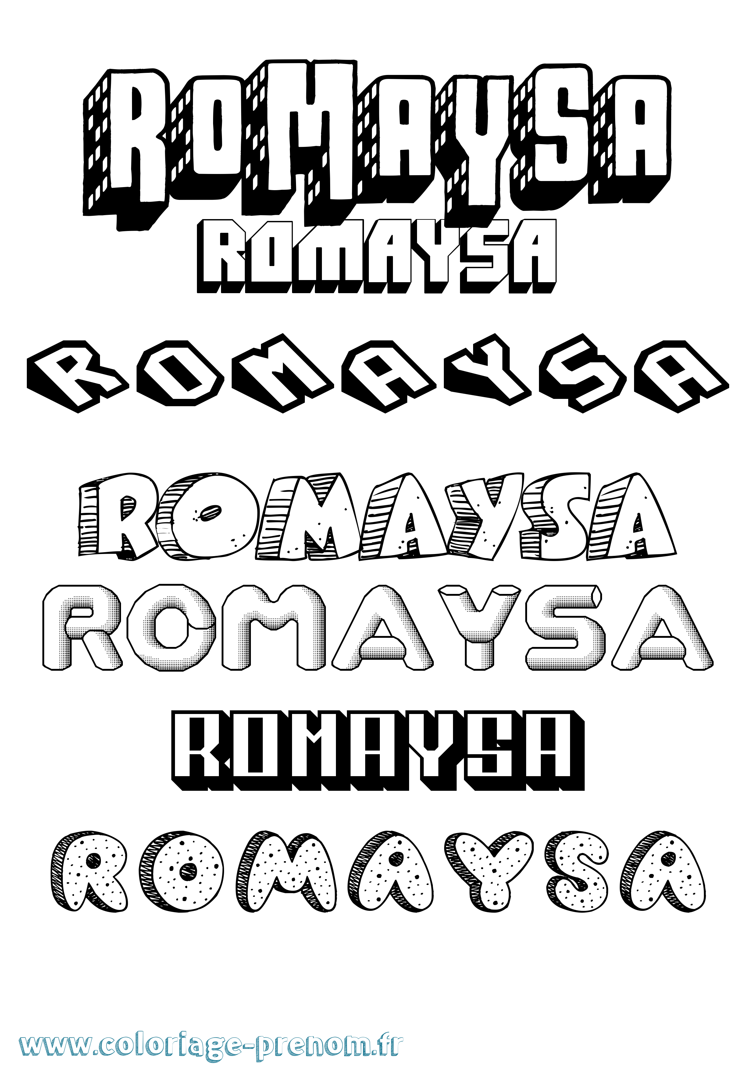 Coloriage prénom Romaysa Effet 3D