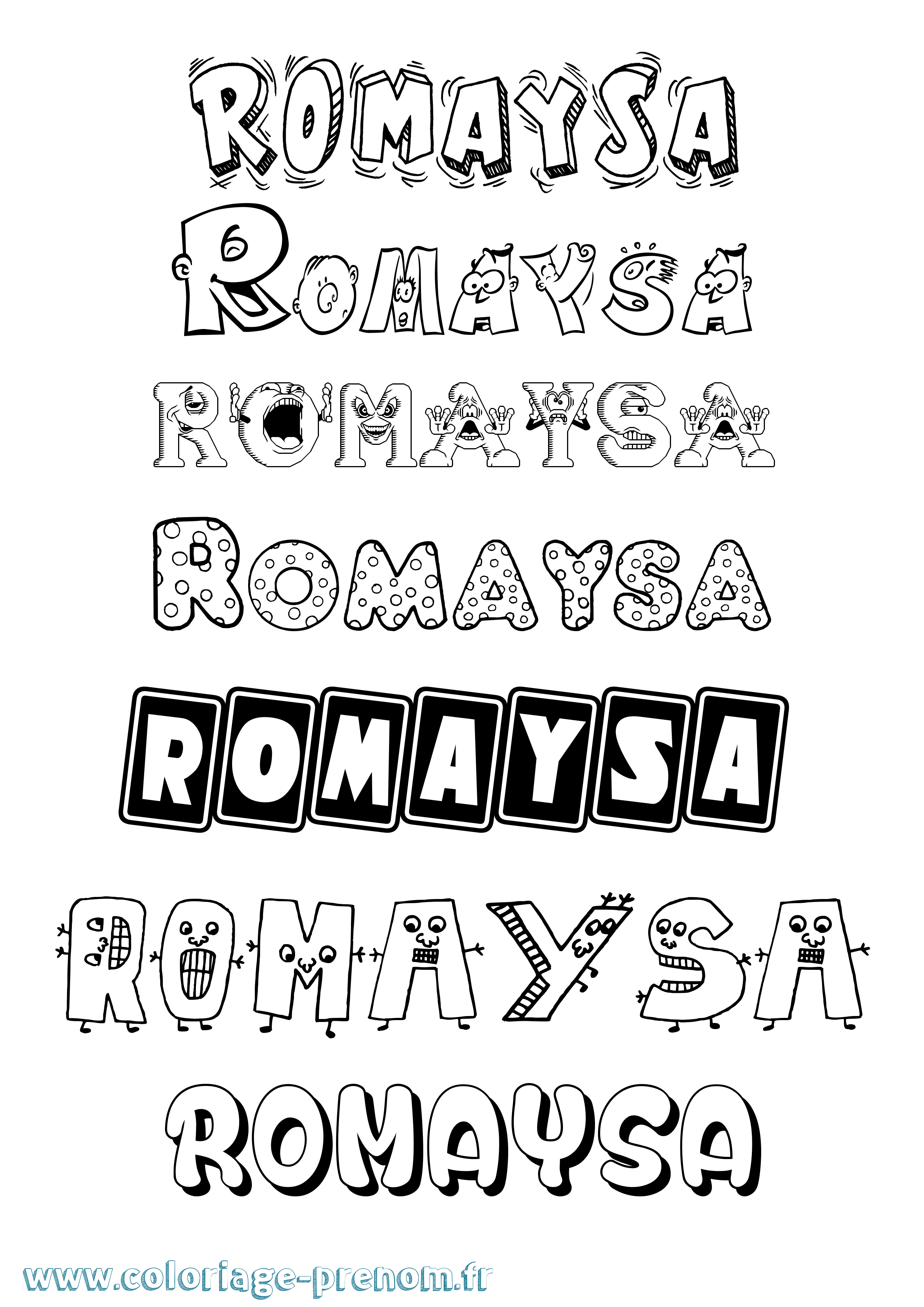 Coloriage prénom Romaysa Fun