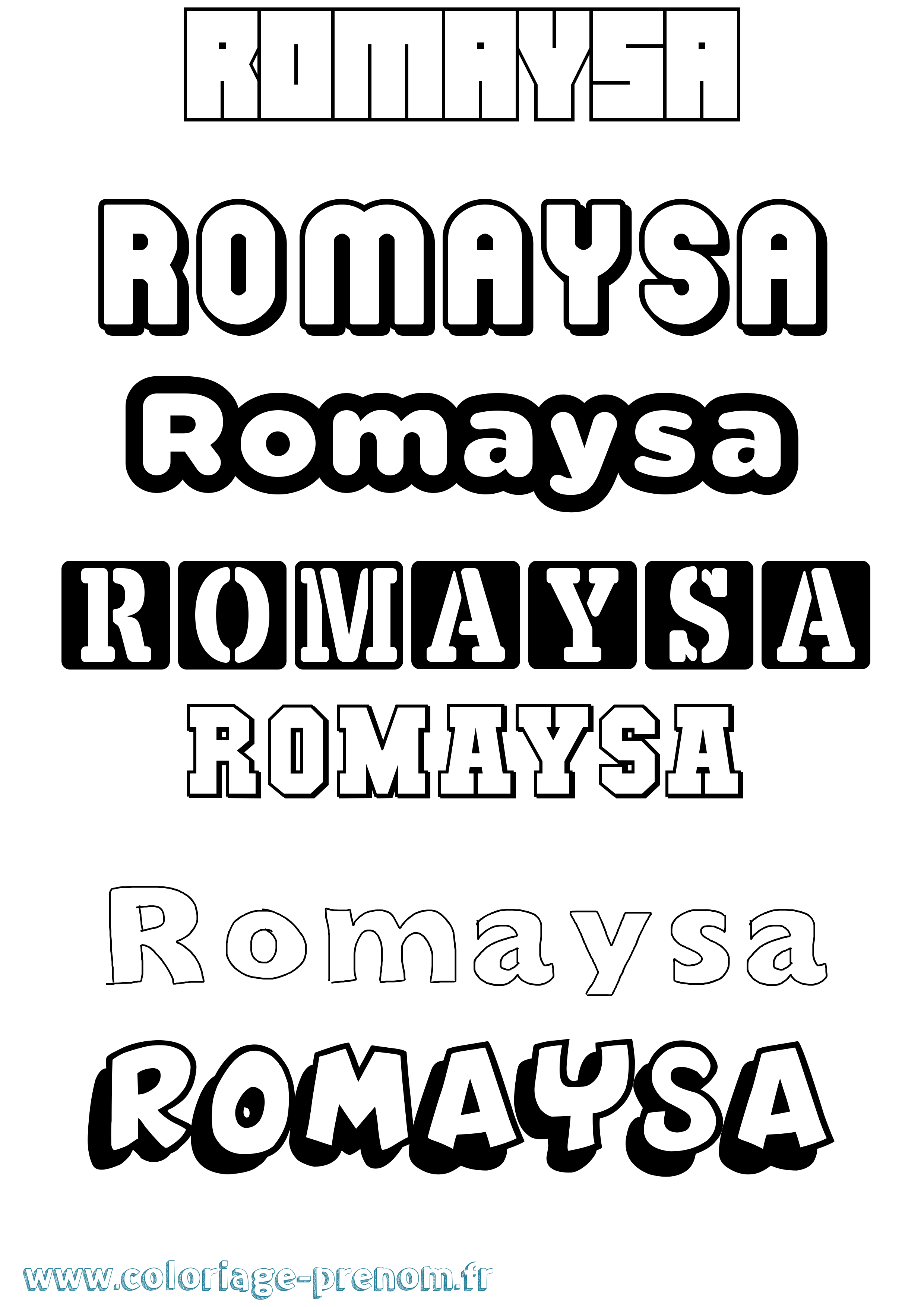 Coloriage prénom Romaysa Simple