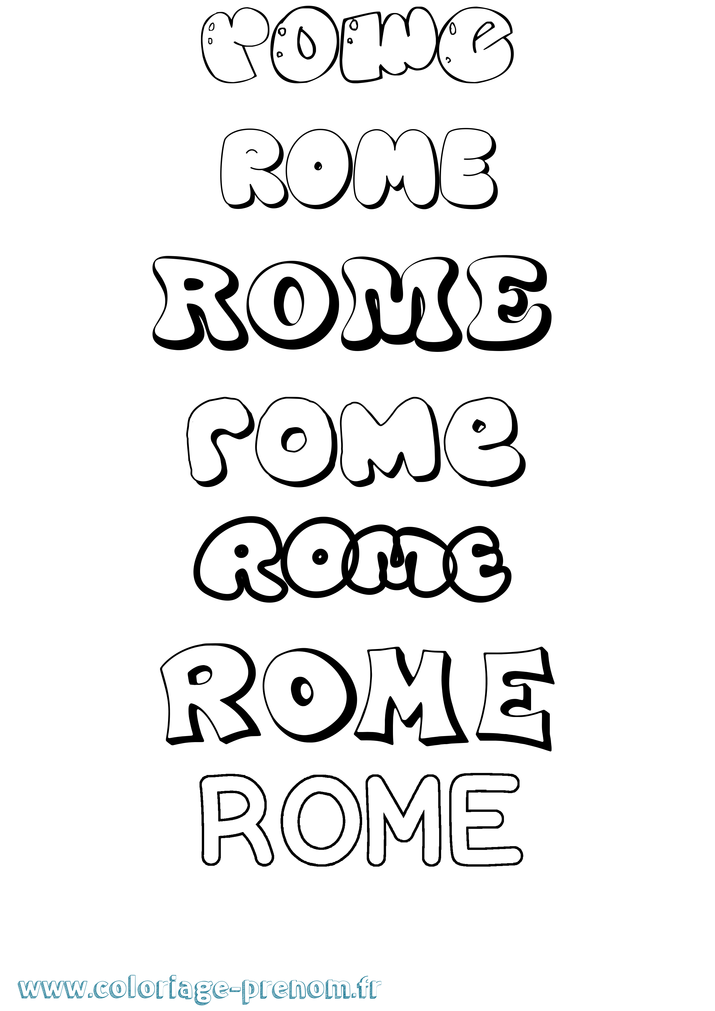 Coloriage Rome Bubble Coloriage prénom Rome Bubble