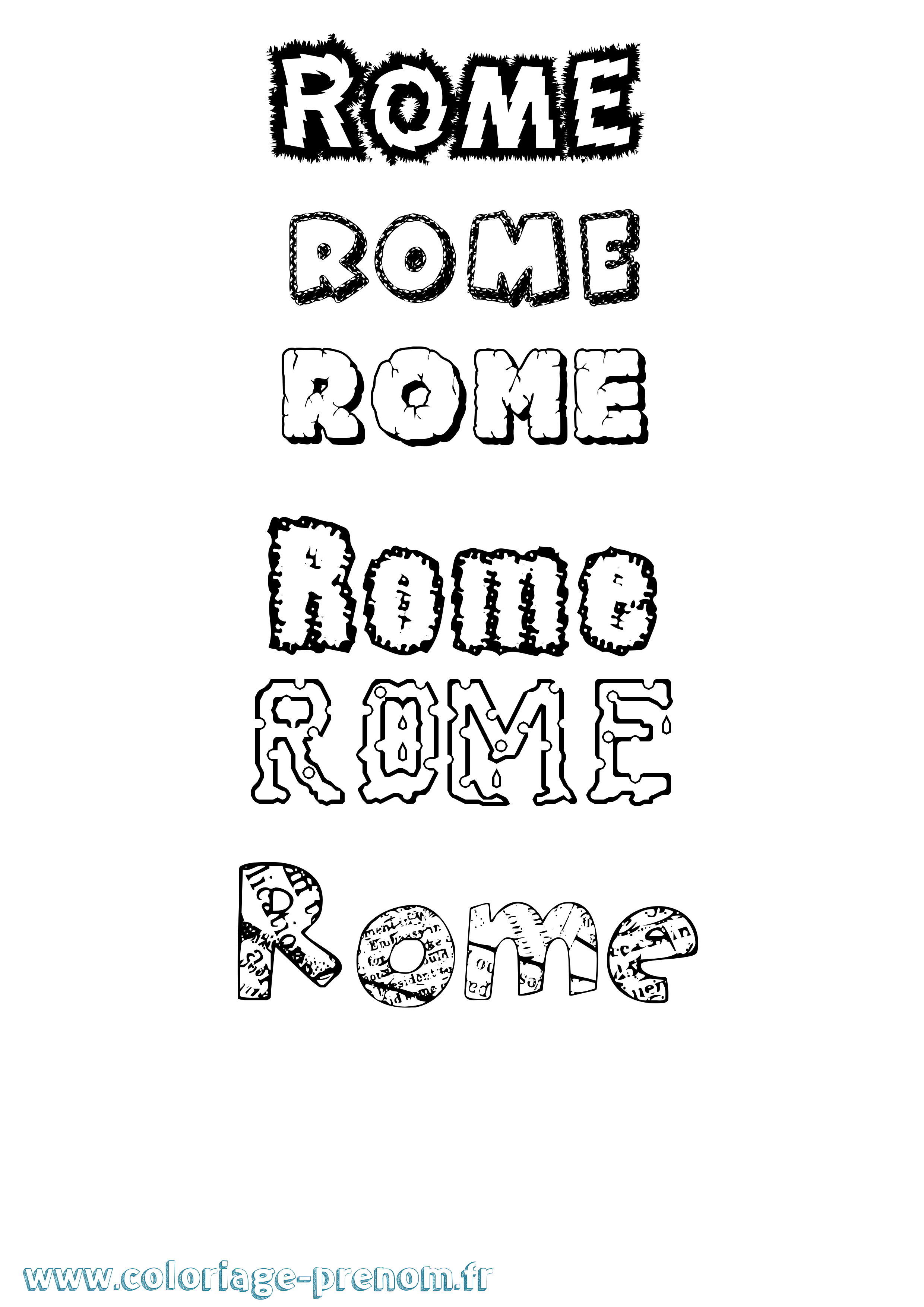 Coloriage Rome Destructuré Coloriage prénom Rome Destructuré