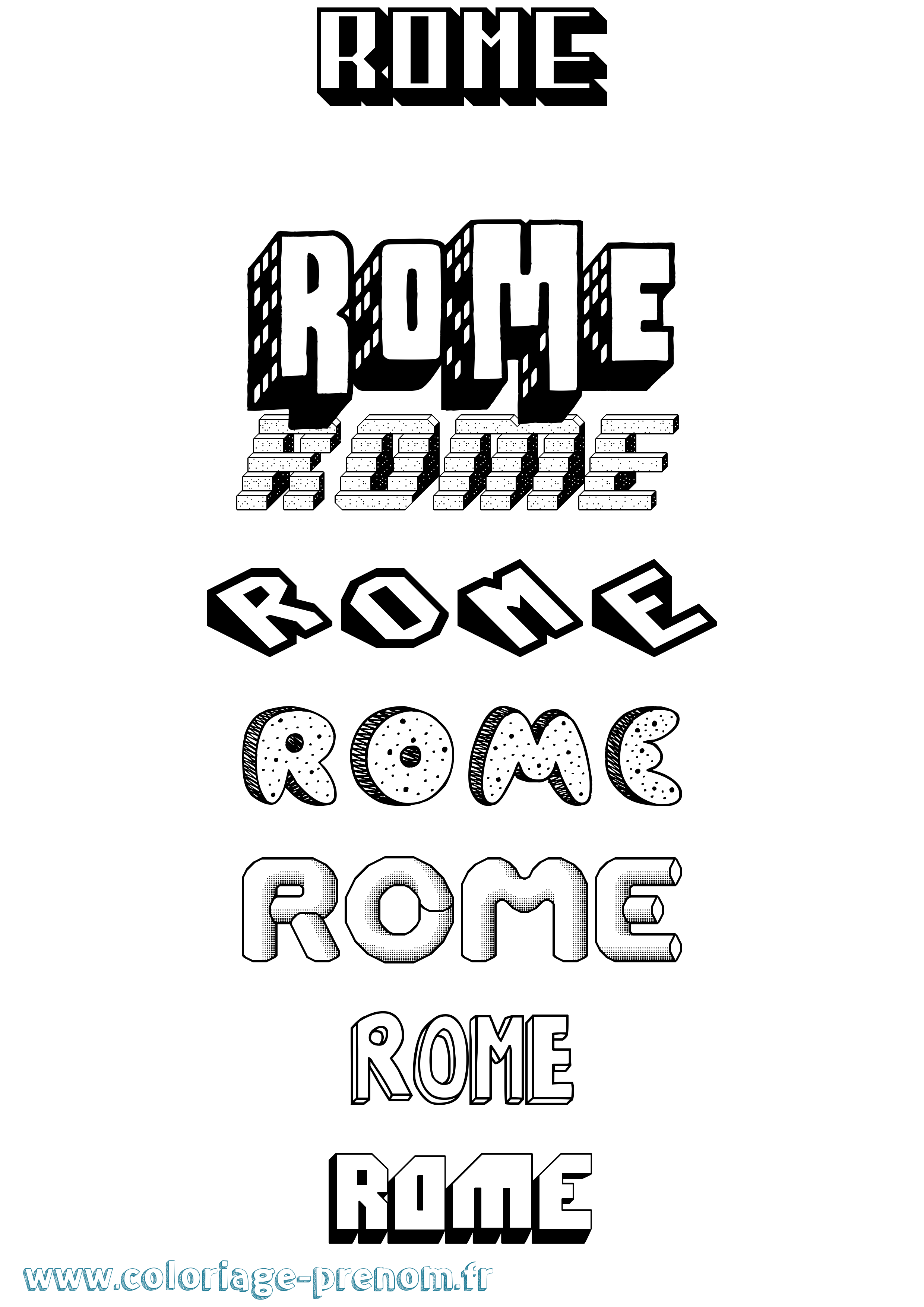 Coloriage Rome Effet 3D Coloriage prénom Rome Effet 3D