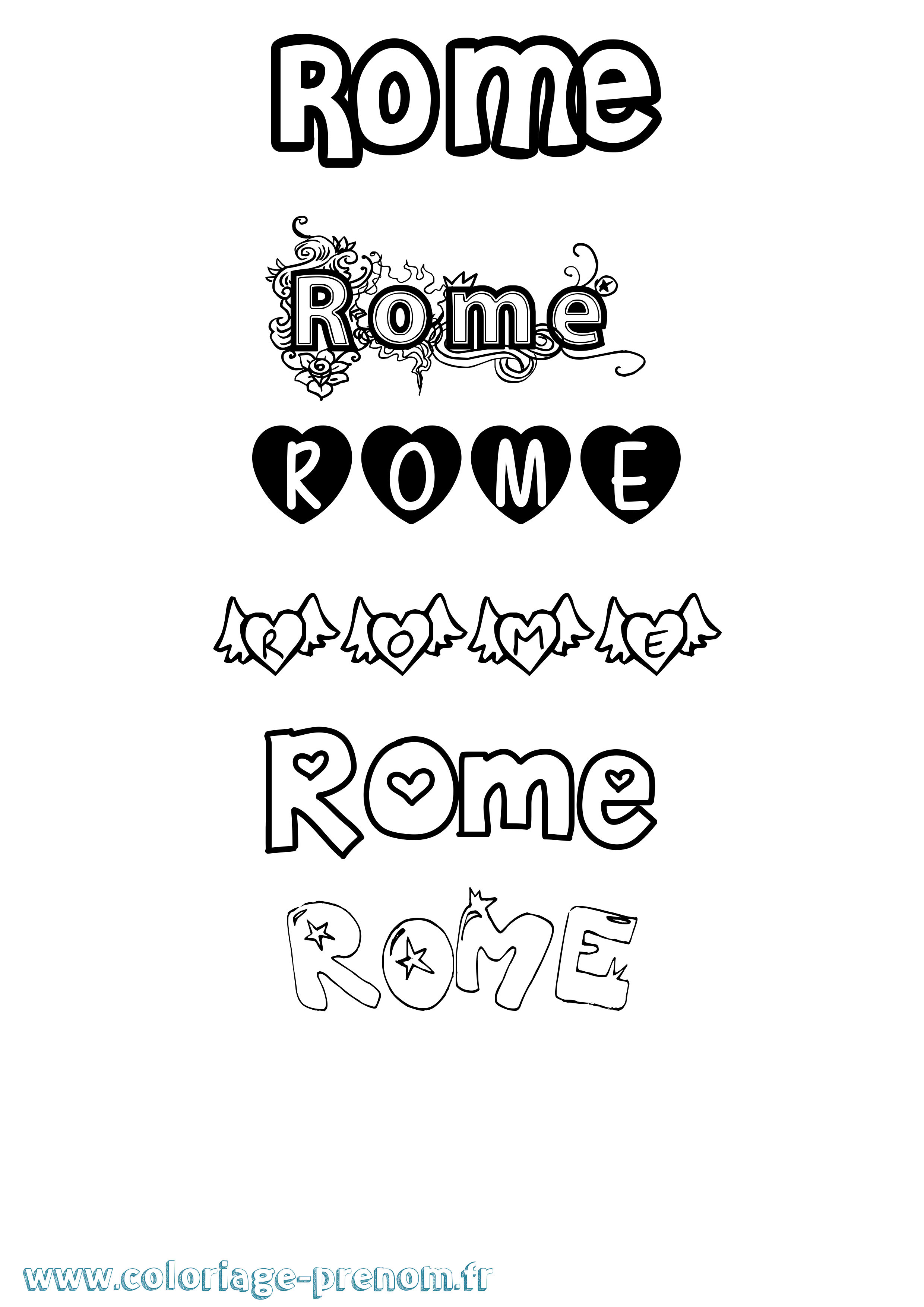 Coloriage Rome Girly Coloriage prénom Rome Girly