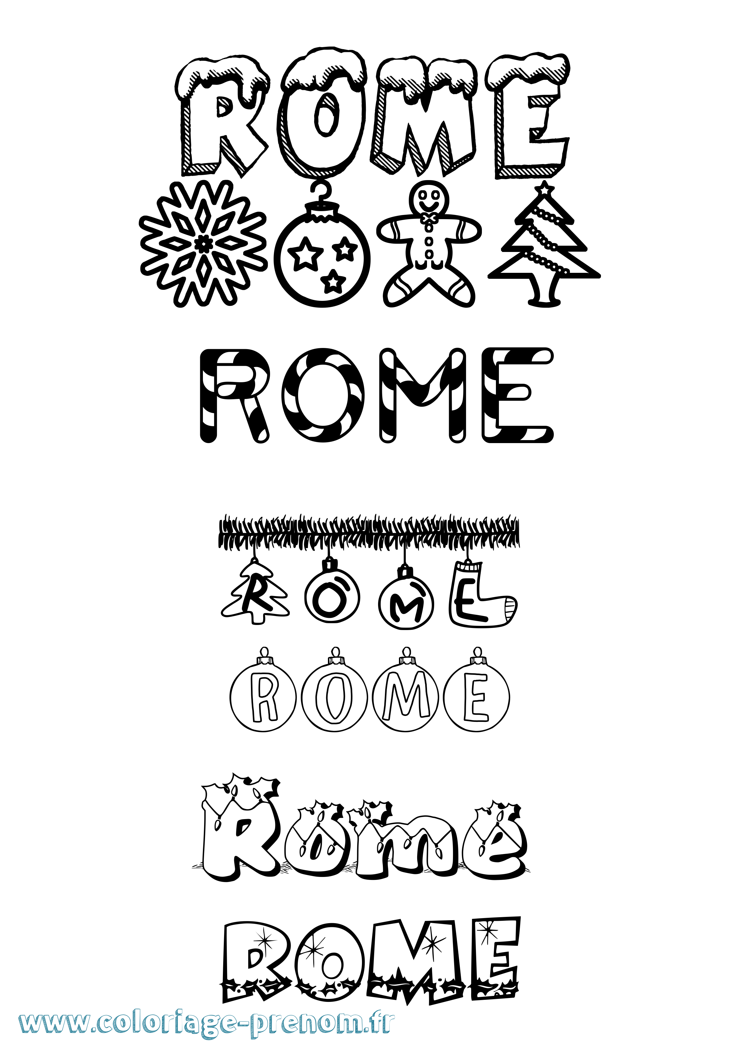 Coloriage Rome Noël Coloriage prénom Rome Noël